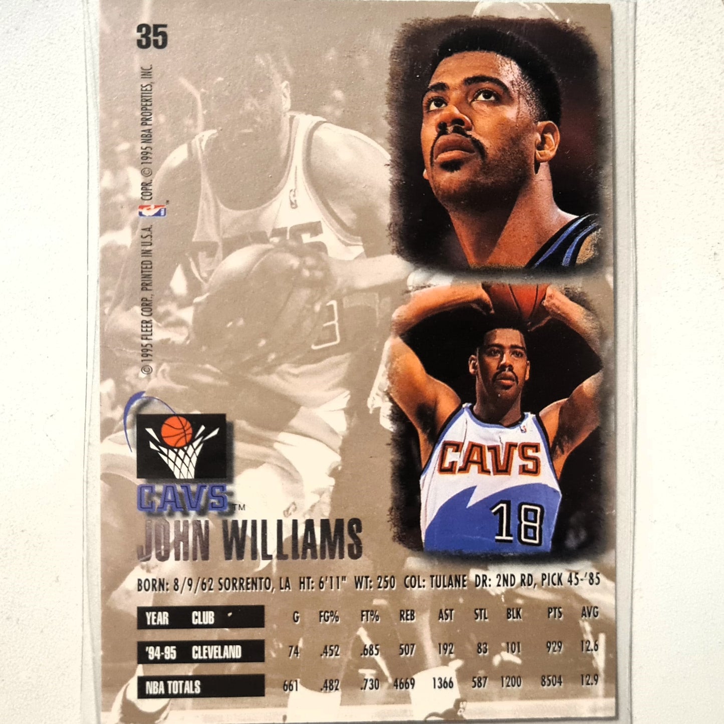 John Williams 1995 Fleer Ultra 95-96 #35 NBA Basketball Cleveland Cavaliers very good