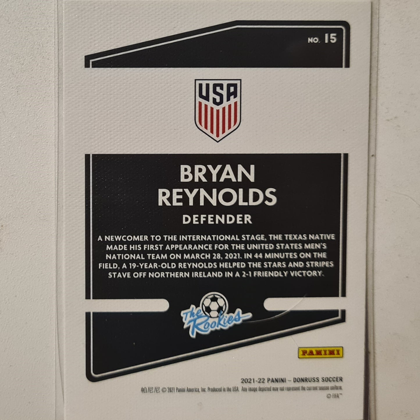 Bryan Reynolds 2021-22 Panini Donruss Soccer THE ROOKIES Qatar 2022 RC rookie #15 Football USA excellent