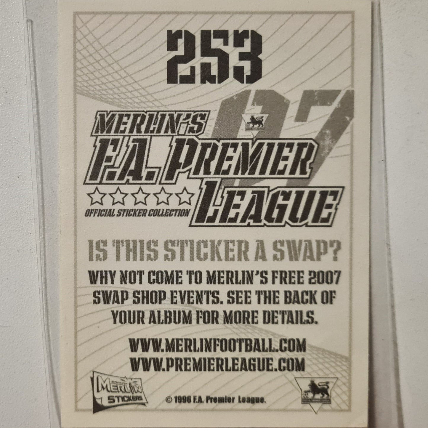 Thierry Henry 1996 Merlin FA Premier League 97 most wanted sticker #253 Soccer Football Arsenal very good sleeved