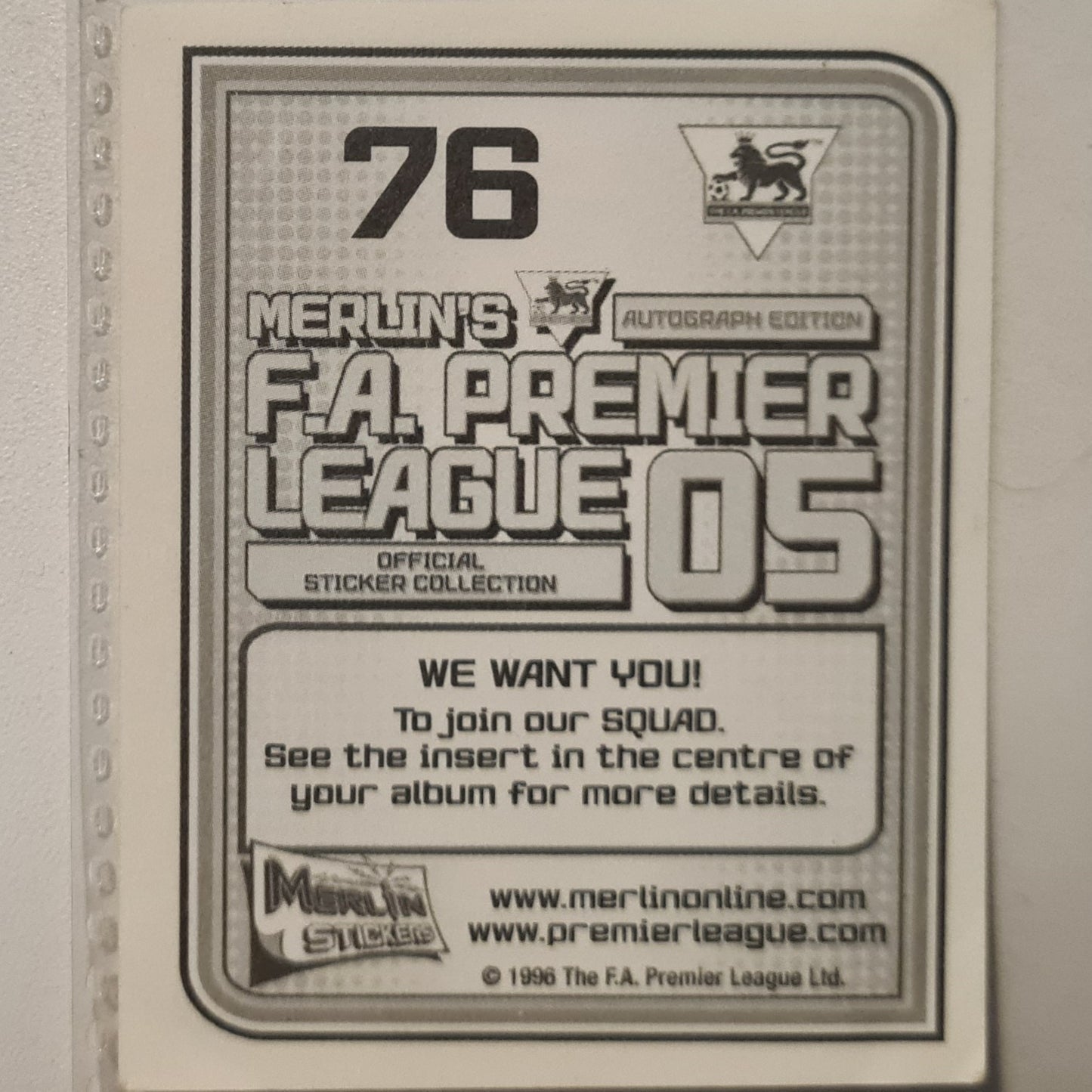 Damien Johnson 2005 Merlin FA Premiership 05 sticker #76 Soccer Football Birmingham Excellent sleeved