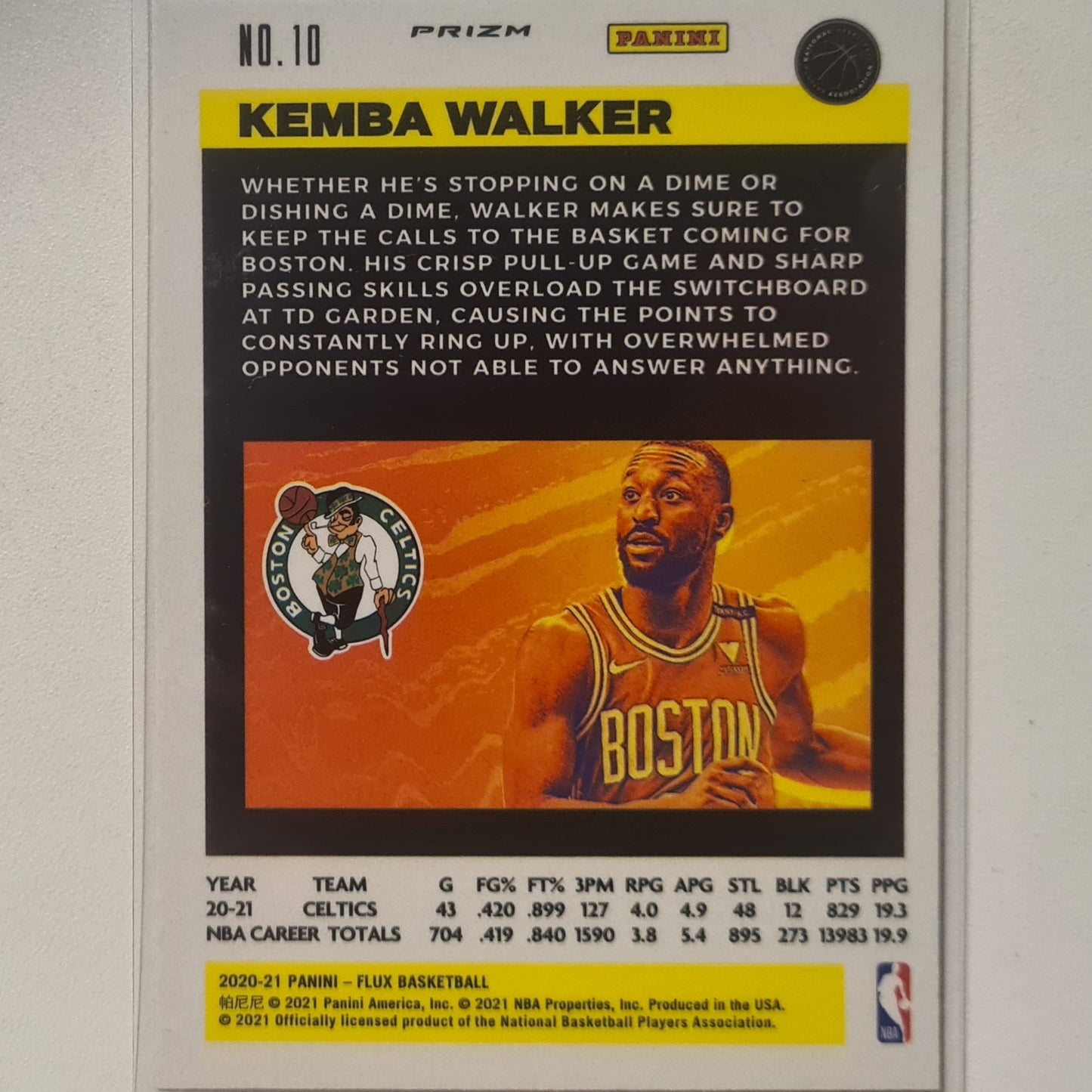 Kemba Walker 2020-21 Panini Flux prizm refractor #10 NBA Basketball Boston Celtics Excellent Sleeved