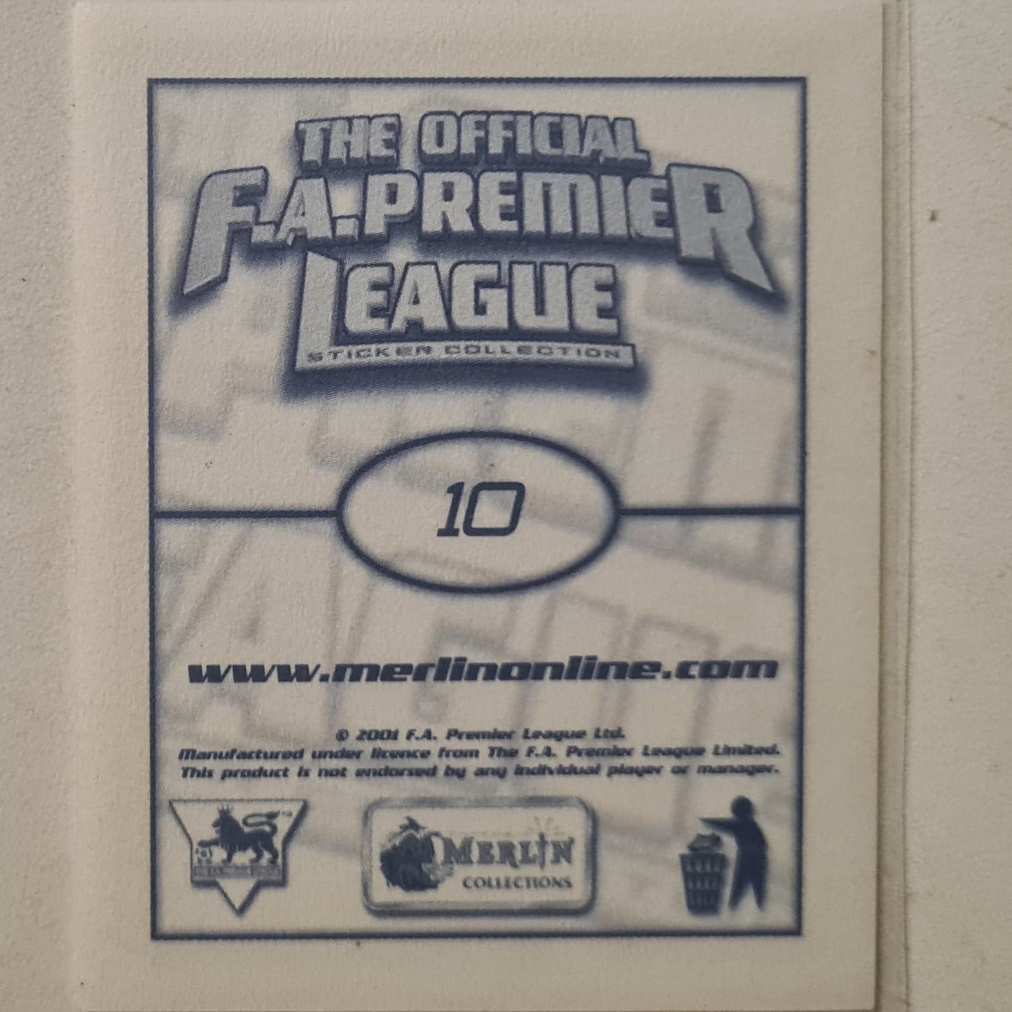 Lauren 2001 Merlin FA Premier League Sticker #10 Soccer Football Arsenal Excellent sleeved