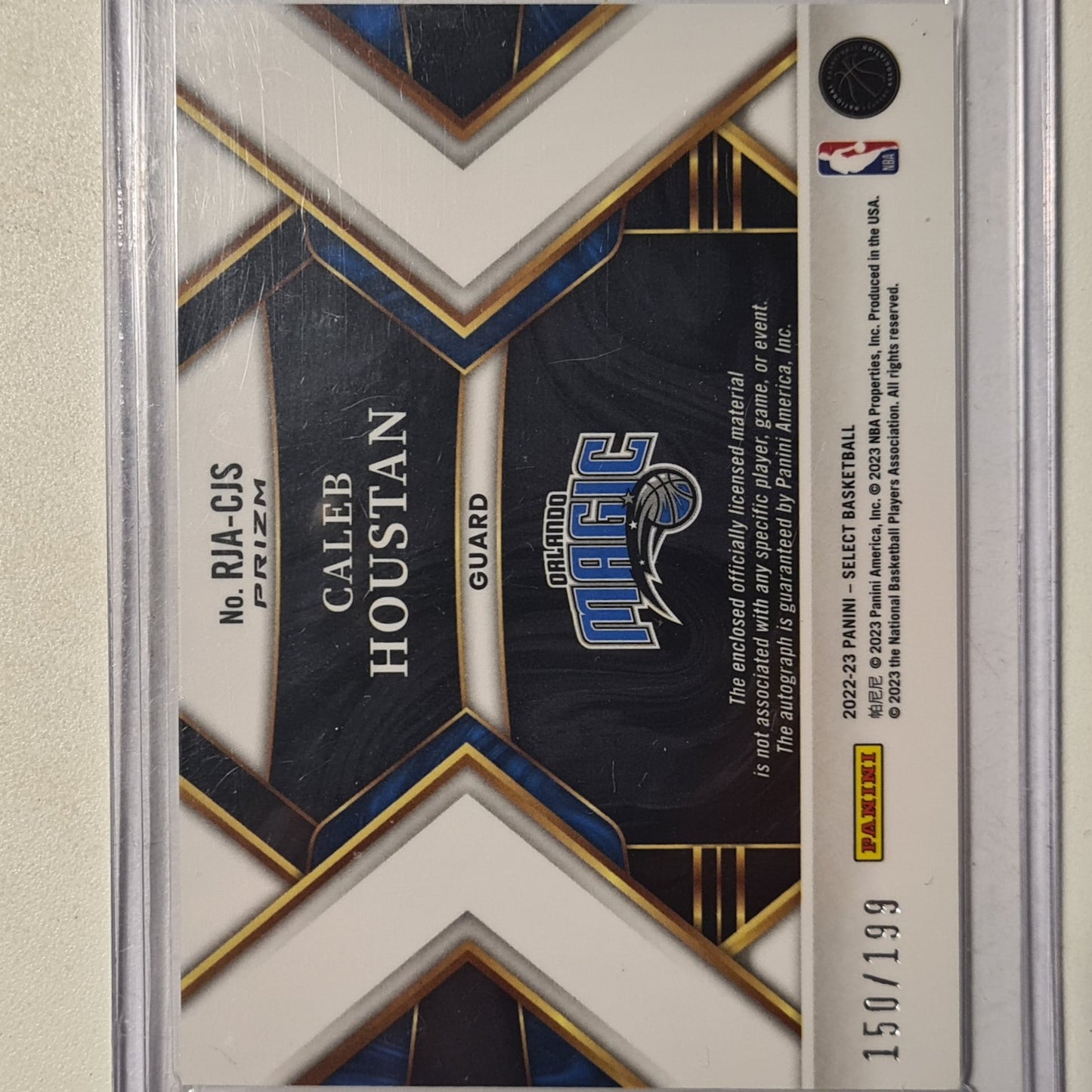 Caleb Houston 2022-23 Panini select rookie RC Auto Patch 150/199 RJA-CJS NBA Basketball Orlando Magic mint sleeved