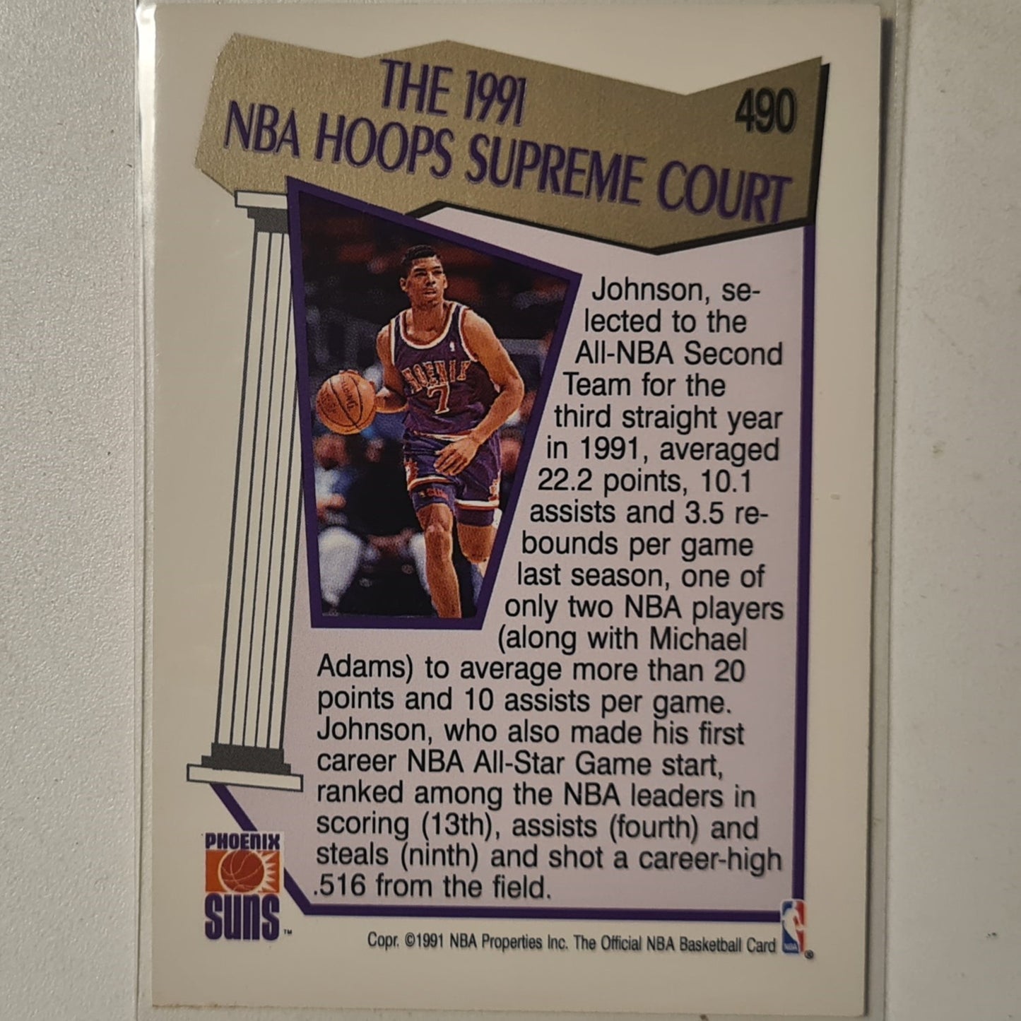 Kevin Johnson 1991 NBA Hoops Supreme Court #490 NBA Basketball Phoenix Suns Excellent