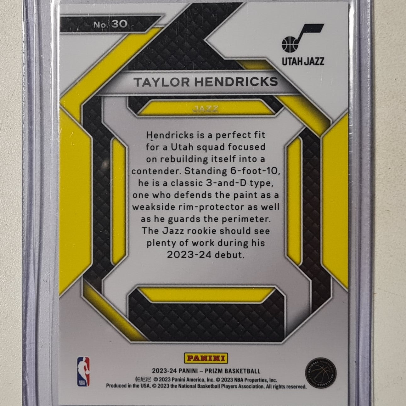 Taylor Hendricks 2023-24 Panini Prizm Emergent Rookie RC #30 NBA Basketball Utah Jazz Excellent/mint sleeved