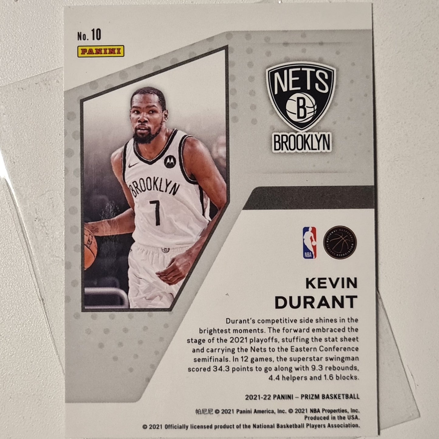 Kevin Durant 2021-22 Panini Prizm mindset insert #10 NBA Basketball Brooklyn Nets Excellent