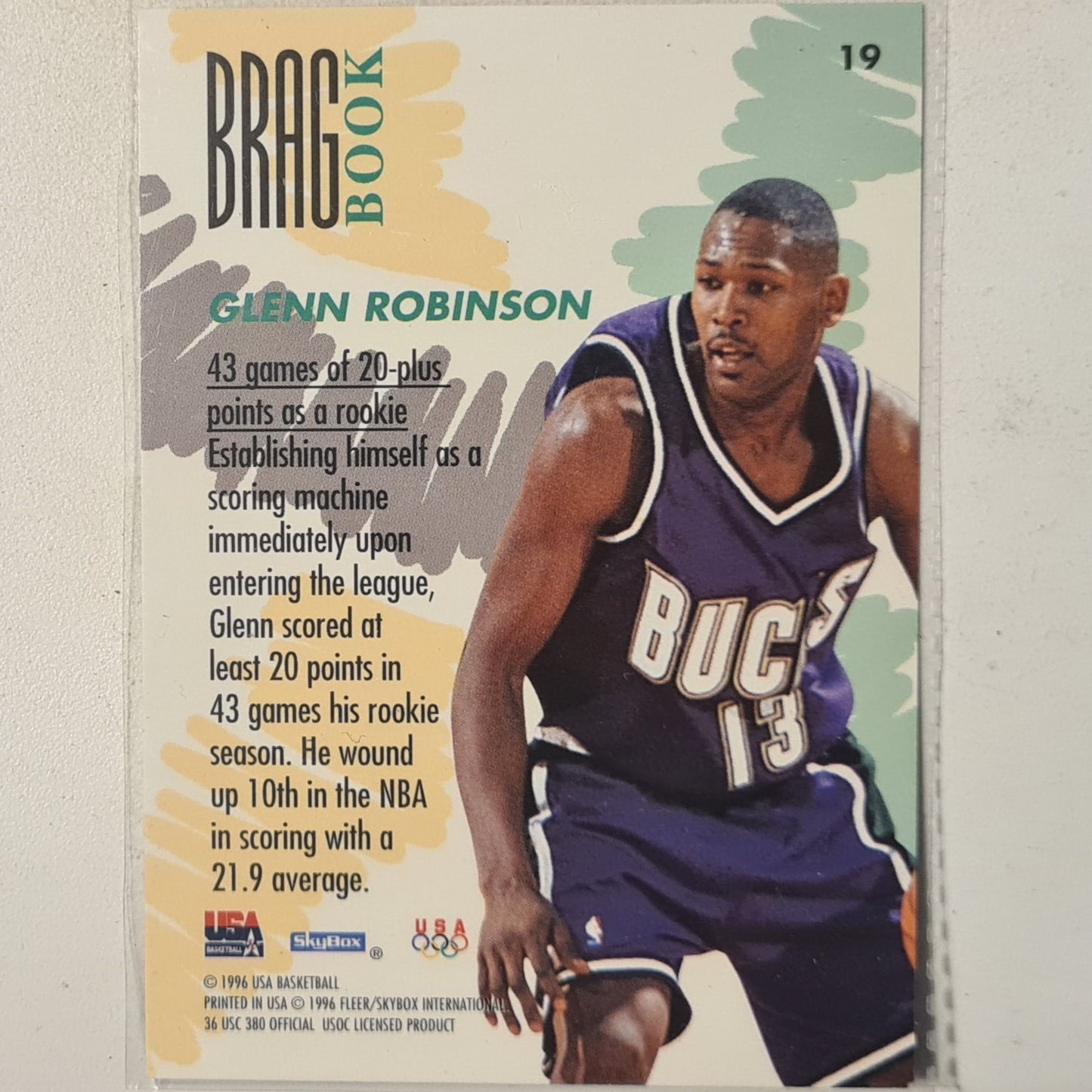 Glenn Robinson Skybox USA #19 NBA Basketball Milwaukee Bucks very good sleeved