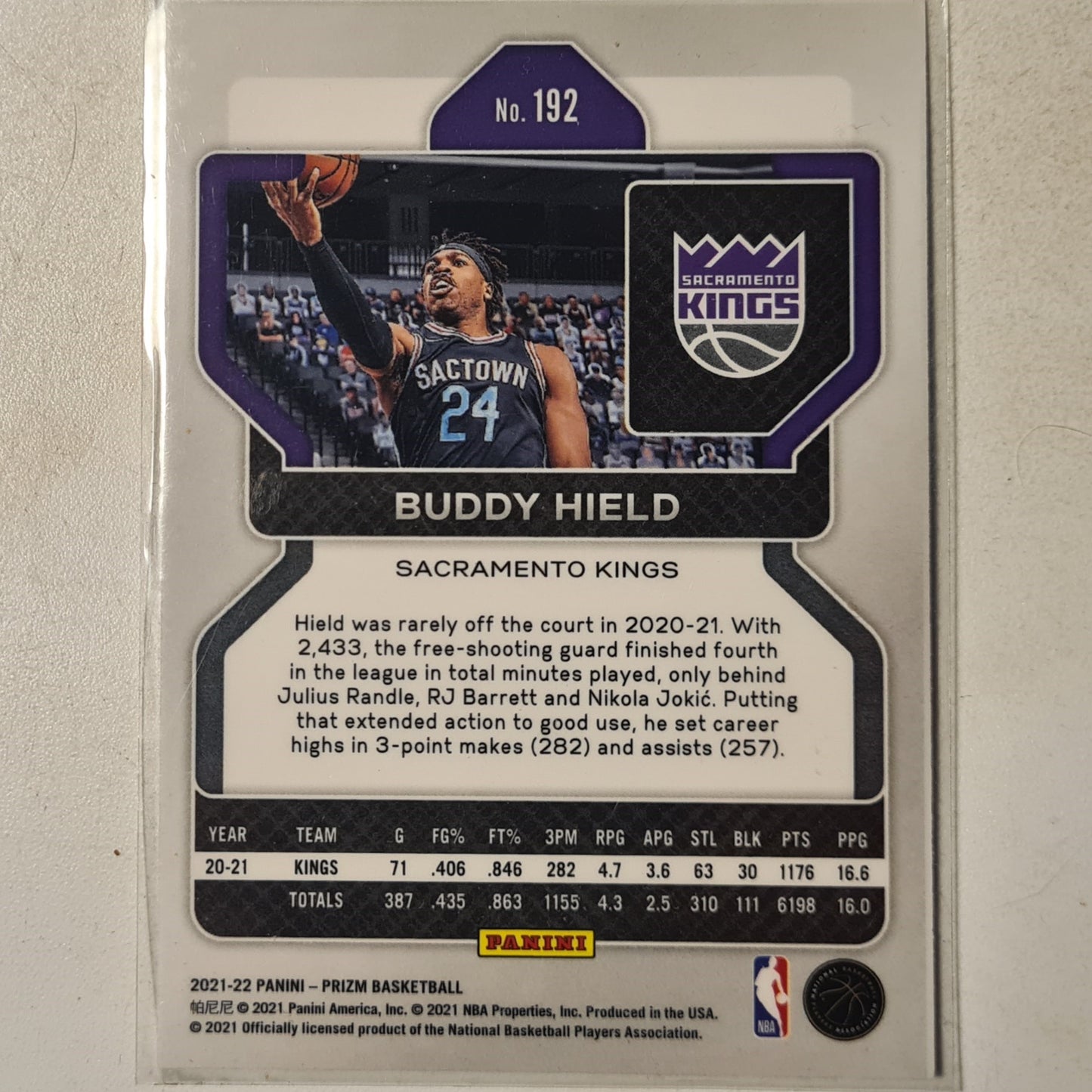Bones Hyland 2021-22 Panini Prizm Rookie RC Error Buddy Held rear card NBA Basketball Denver Nuggets Excellent