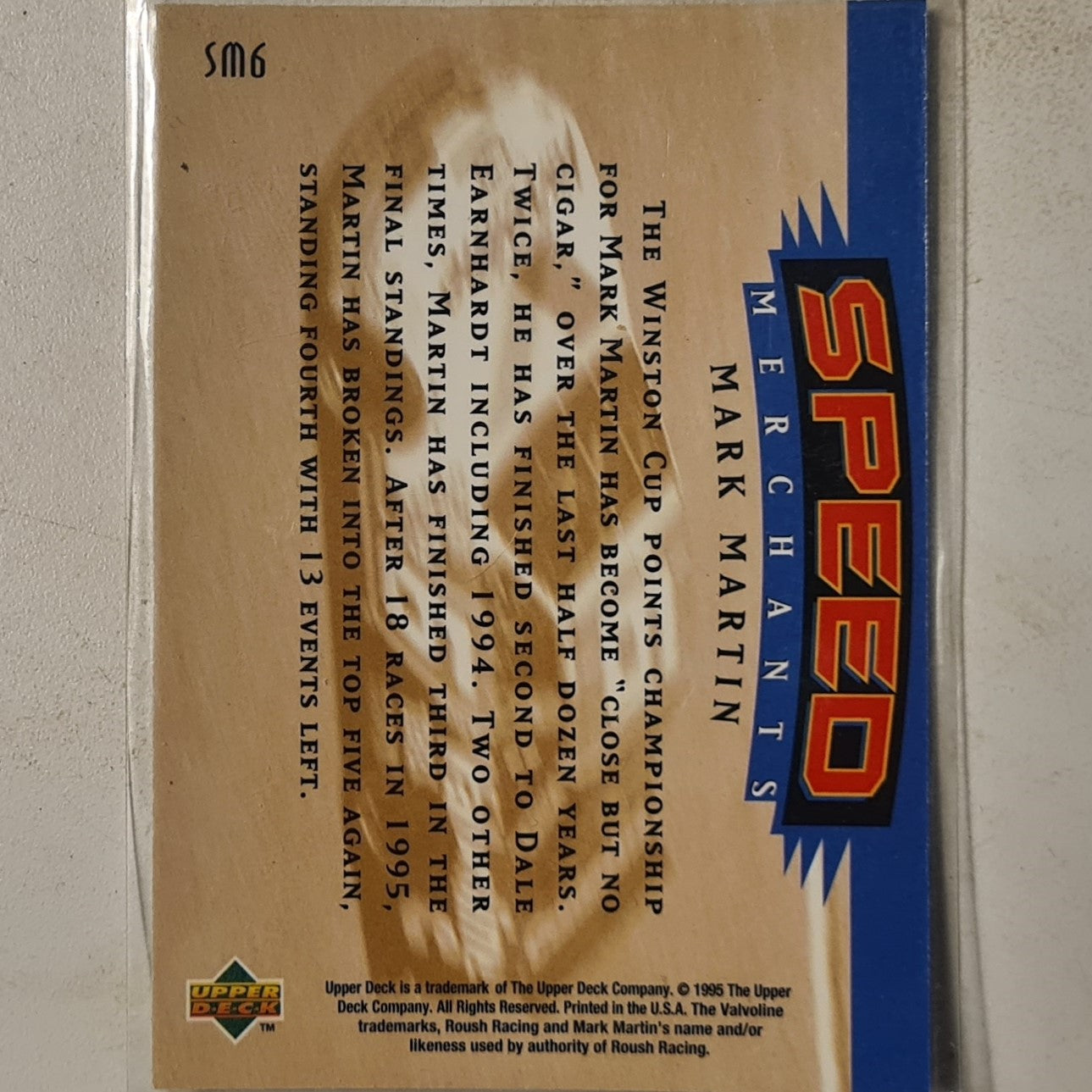 Mark Martin 1995 Upper-Deck SP Speed Merchant Holo SM6 Nascar Ford very good Sleeved