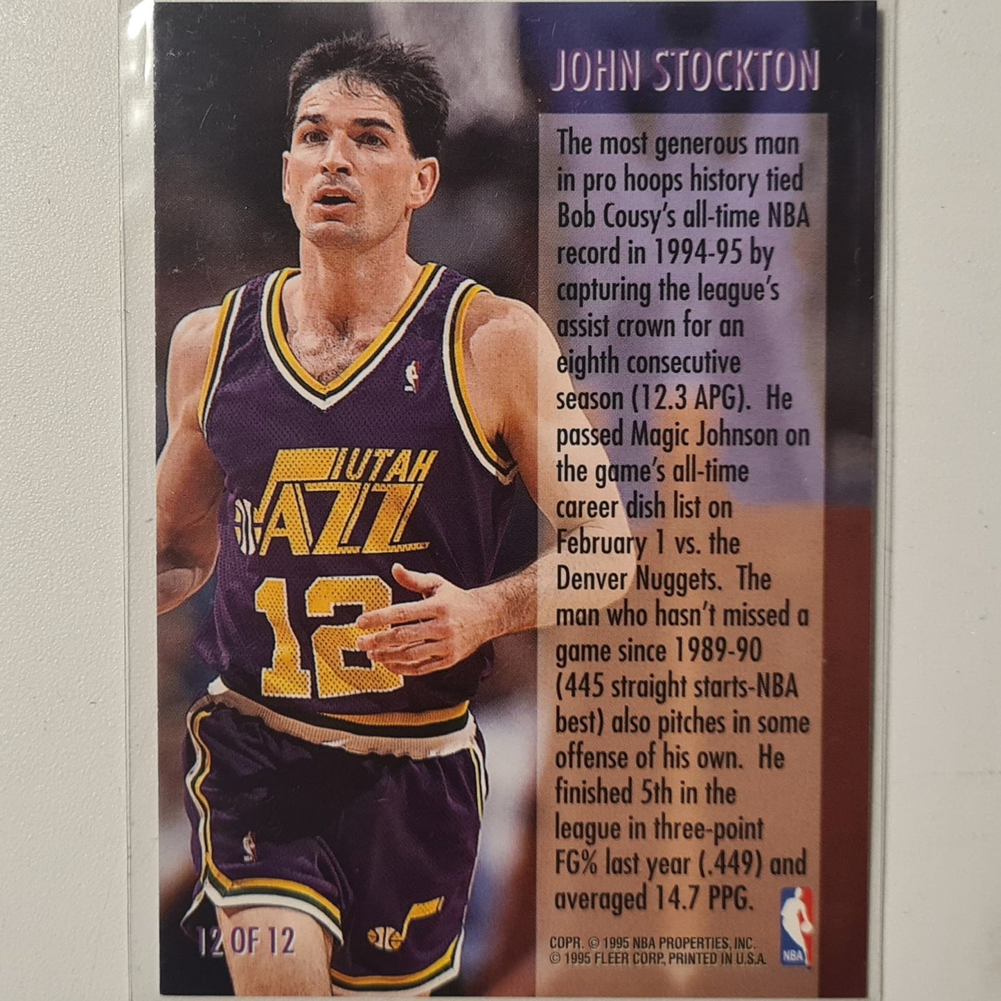 John Stockton 1995 Fleer 95-96 Double Double 12 of 12 NBA Basketball Utah Jazz Excellent Sleeved