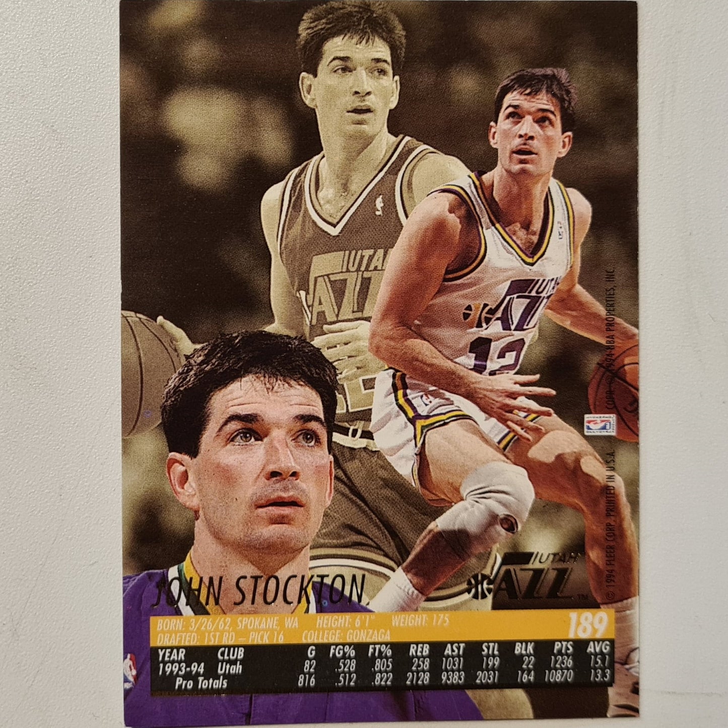 John Stockton 1994 Fleer Ultra #189 NBA Basketball Utah Jazz Excellent Sleeved