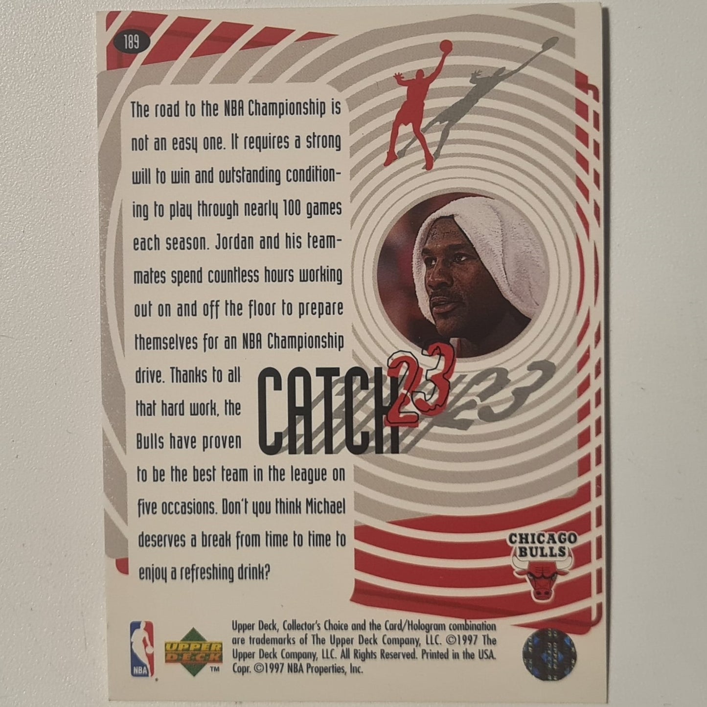 Michael Jordan 1997 Upper-Deck Catch 23 #189 championship drive Chicago Bulls good/very good Sleeved