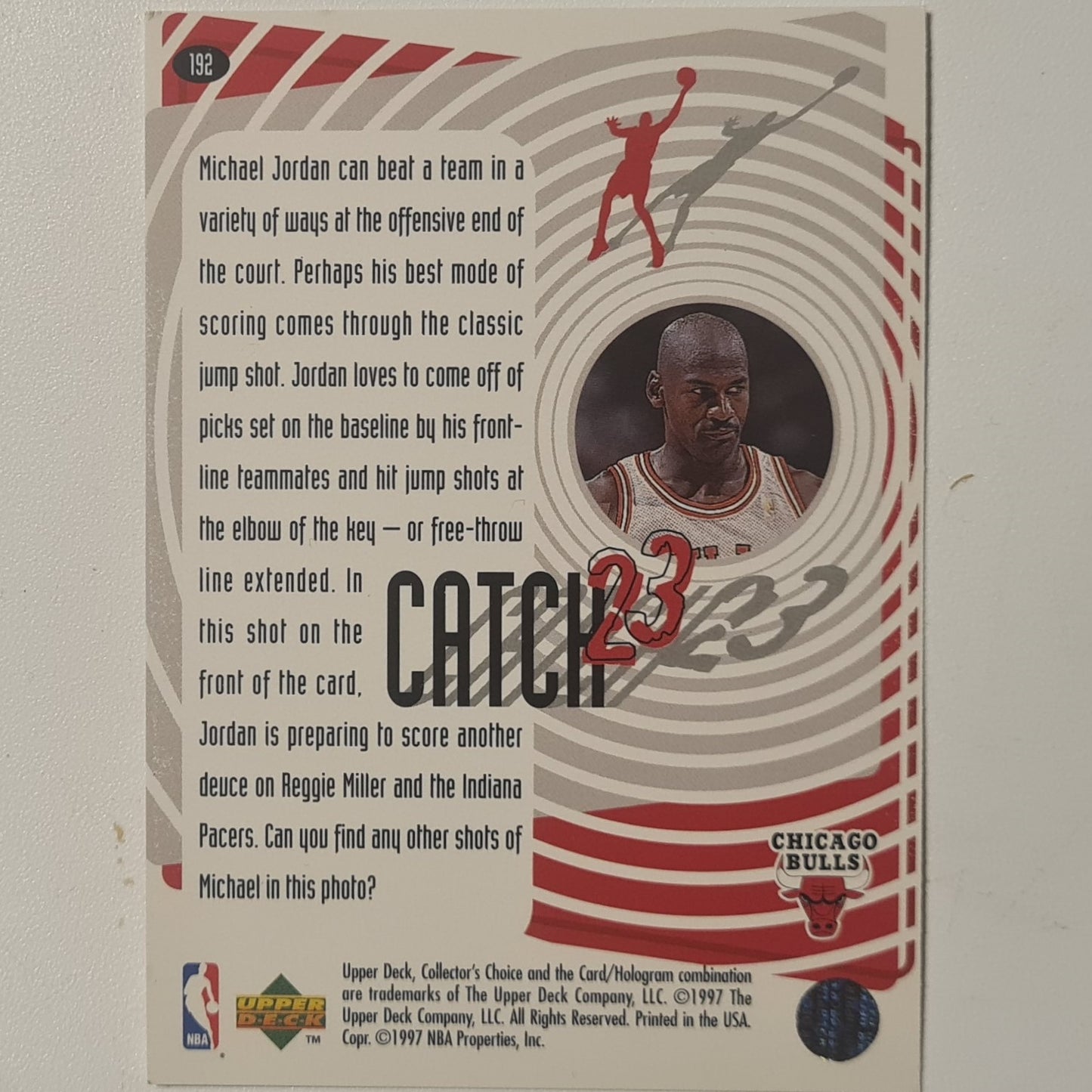 Michael Jordan 1997 Upper-Deck Catch 23 #192 classic jump shot Chicago Bulls good very good Sleeved
