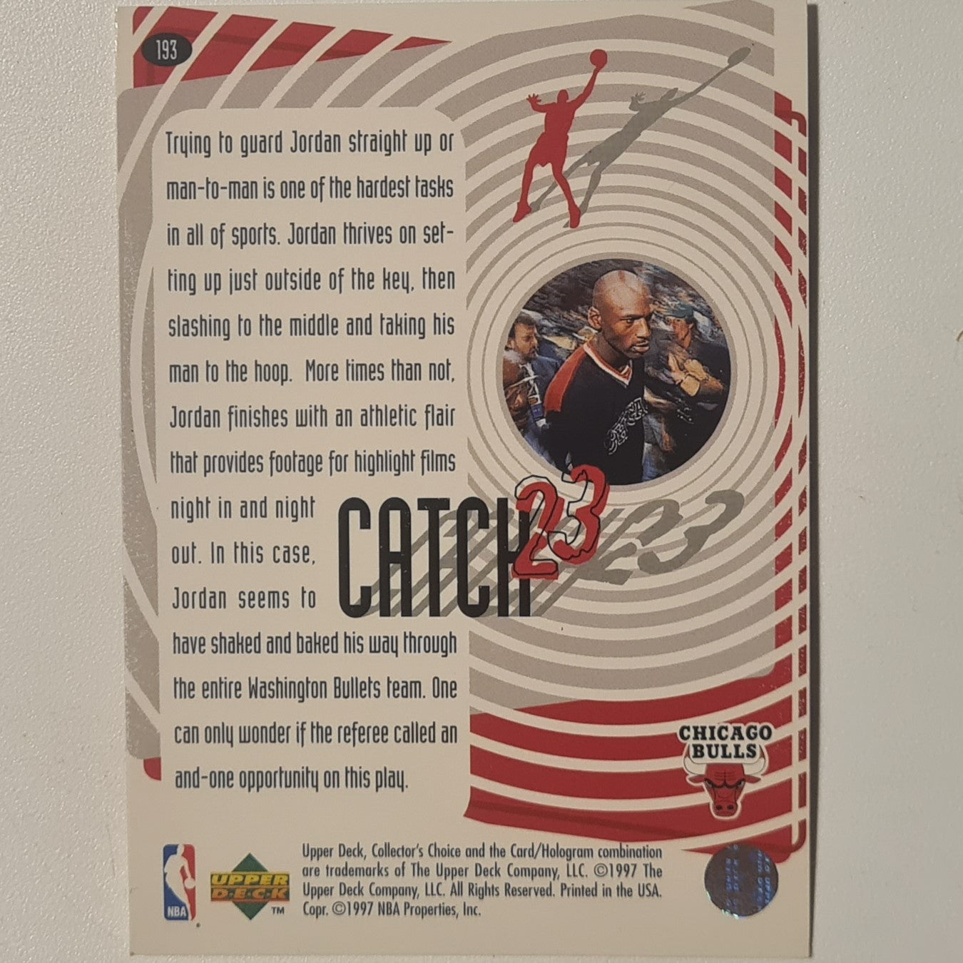 Michael Jordan 1997 Upper-Deck Catch 23 #193 shake and bake Chicago Bulls good very good Sleeved
