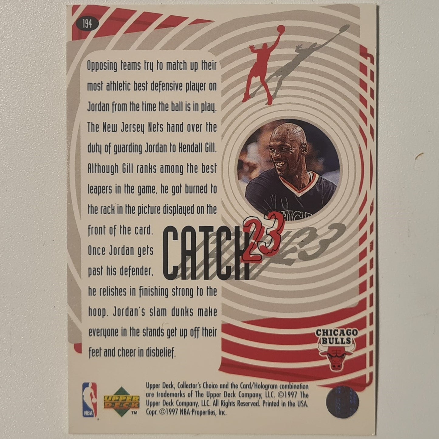 Michael Jordan 1997 Upper-Deck Catch 23 #194 strong finish Chicago Bulls good very good Sleeved