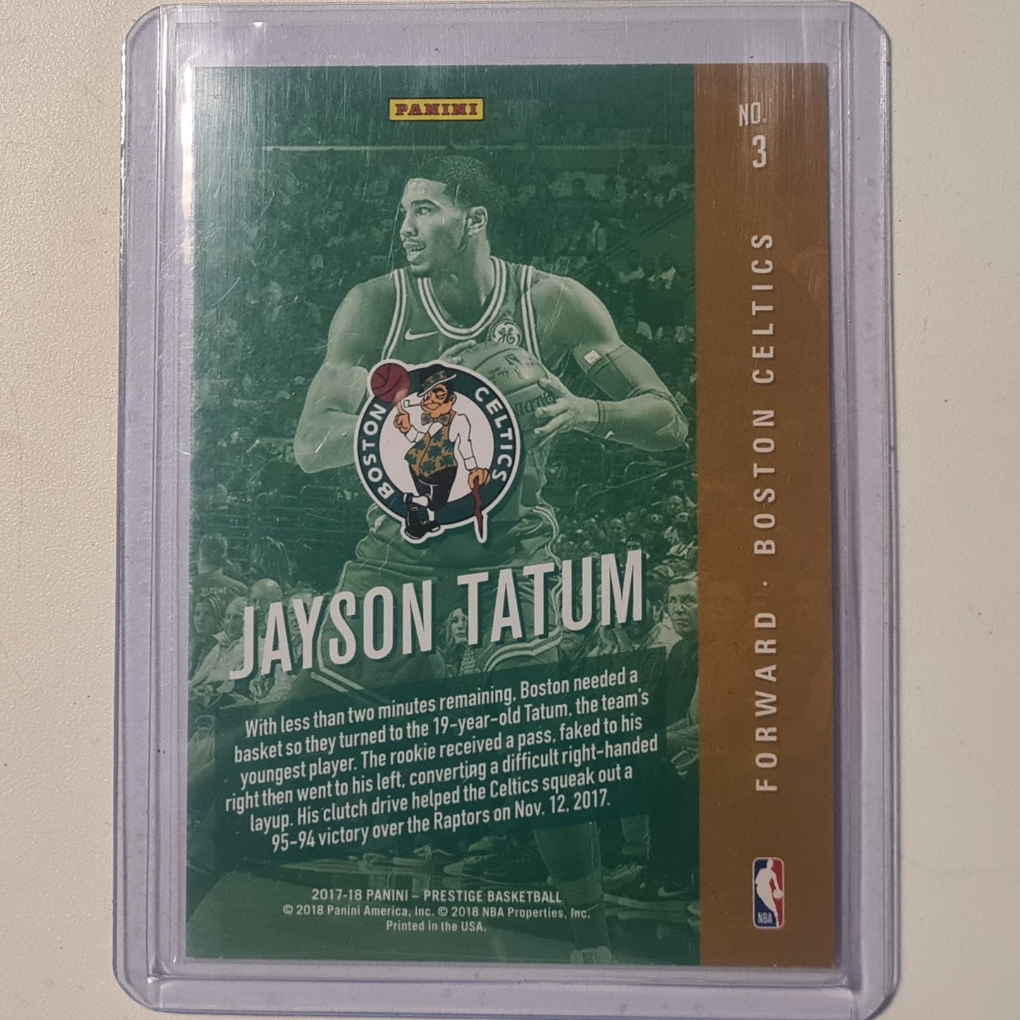 Jayson Tatum 2017-18 Panini Prestige Rookie RC #3 NBA Basketball Boston Celtics VERY GOOD + sleeved