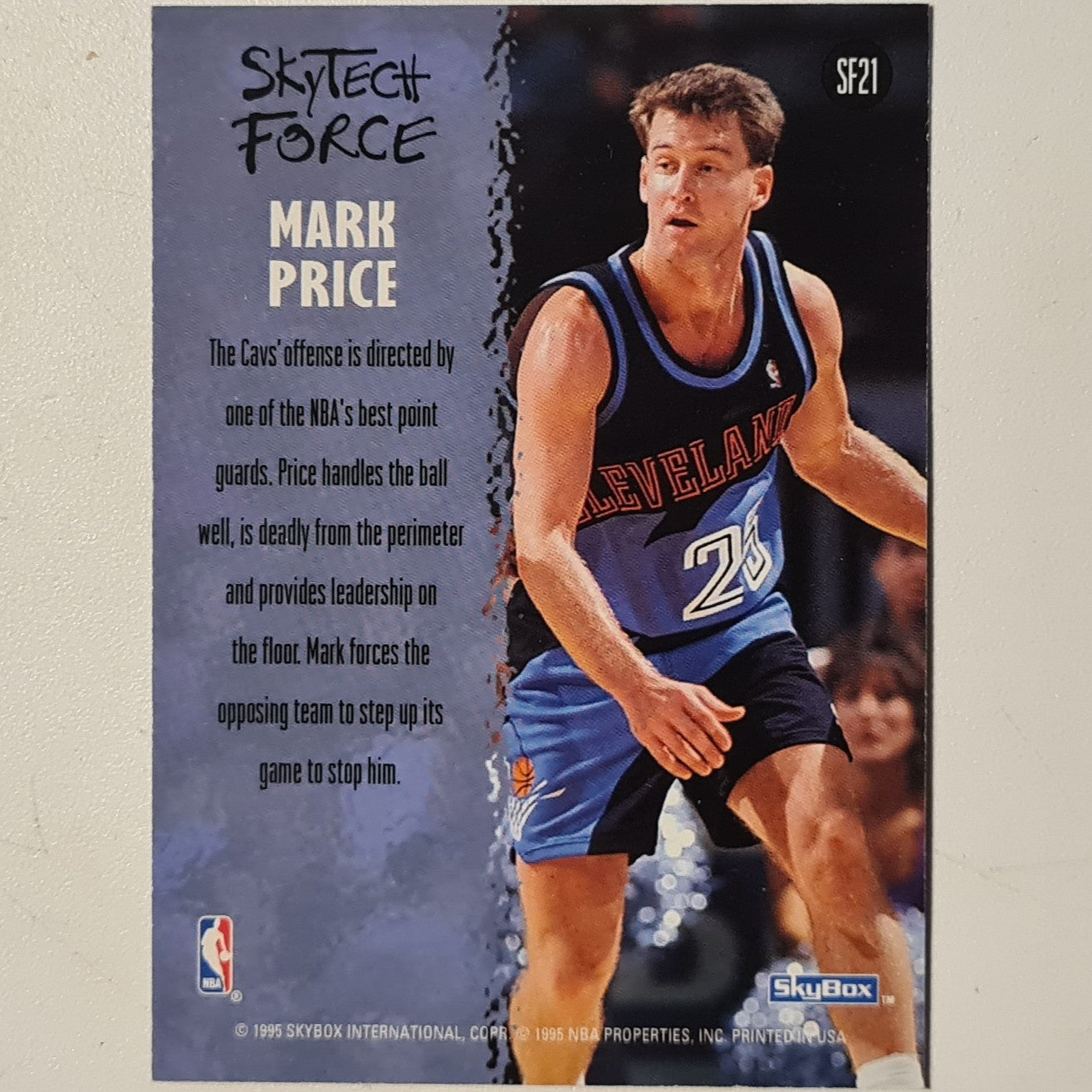 Mark Price 1995 Skybox Skytech Force insert SF21 NBA Basketball Cleveland Cavaliers Excellent sleeved