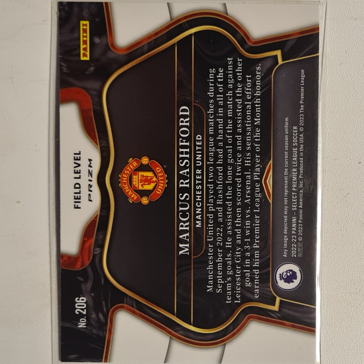 Marcus Rashford 2022-23 Panini select premier league pink cracked ice #206 Football Manchester United mint sleeved