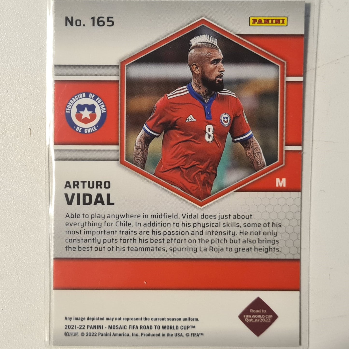 Arturo Vidal 2021-22 Panini Mosaic FIFA road to world cup #165 Soccer Chile EX- Mint Sleeved