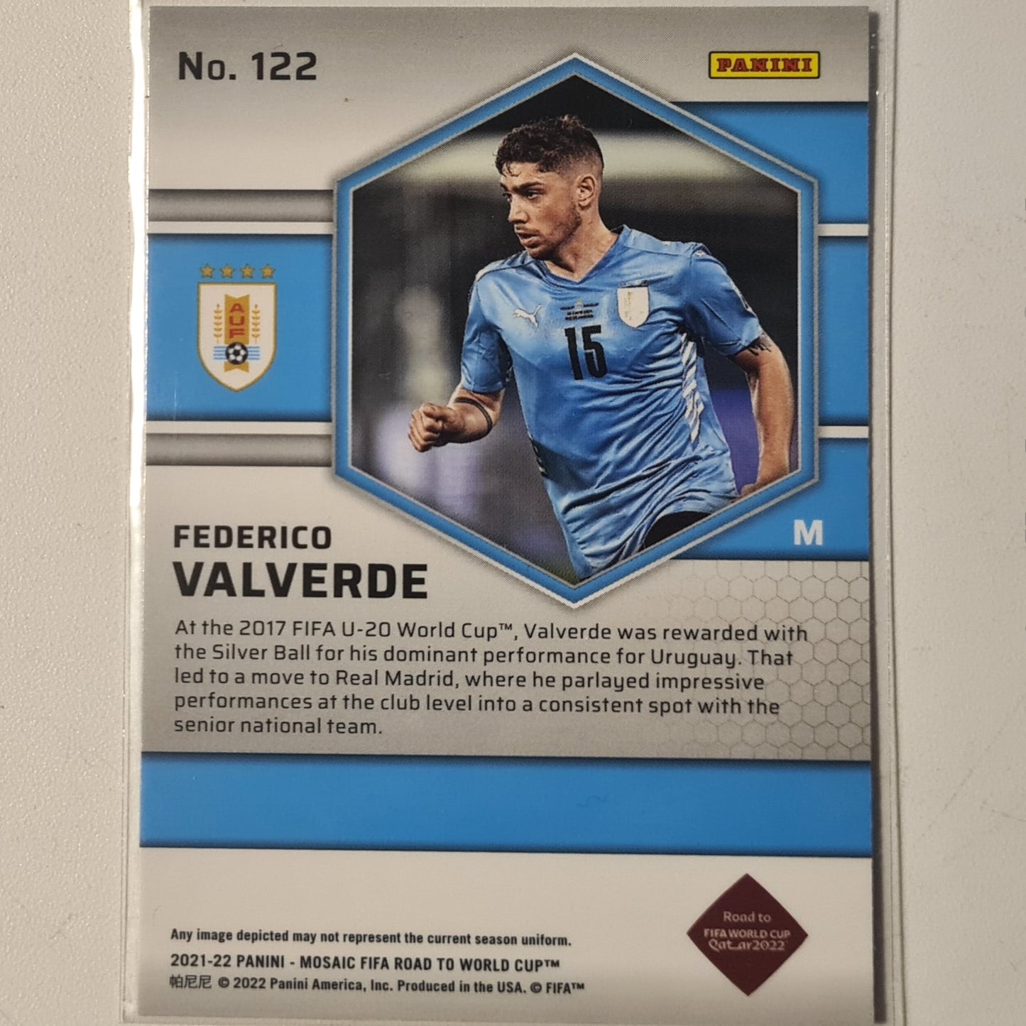 Federico Valverde 2021-22 Panini Mosaic fifa road to world cup #122 Soccer Uruguay mint Sleeved