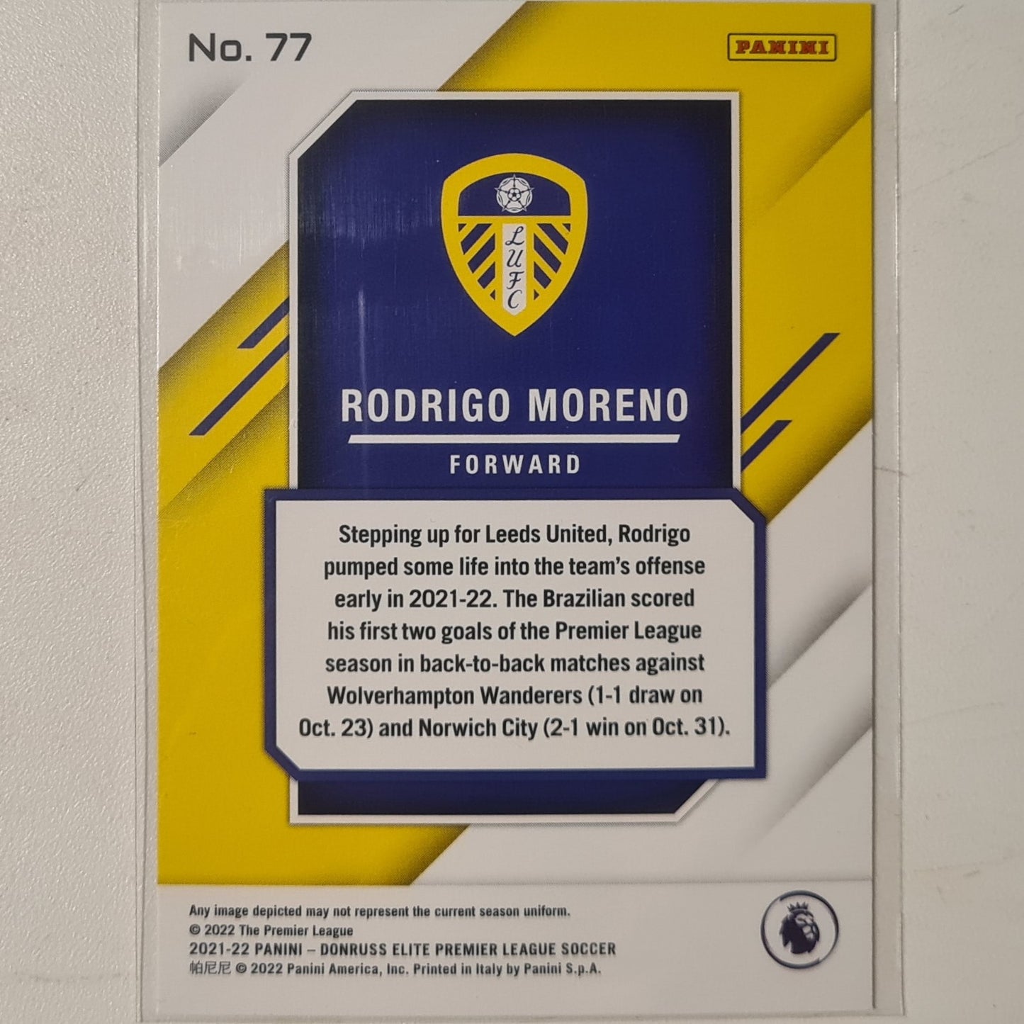 Rodrigo Moreno 2021-22 Panini Donruss Elite Premier League Fireworks #77 Soccer Football Leeds excellent/mint Sleeved