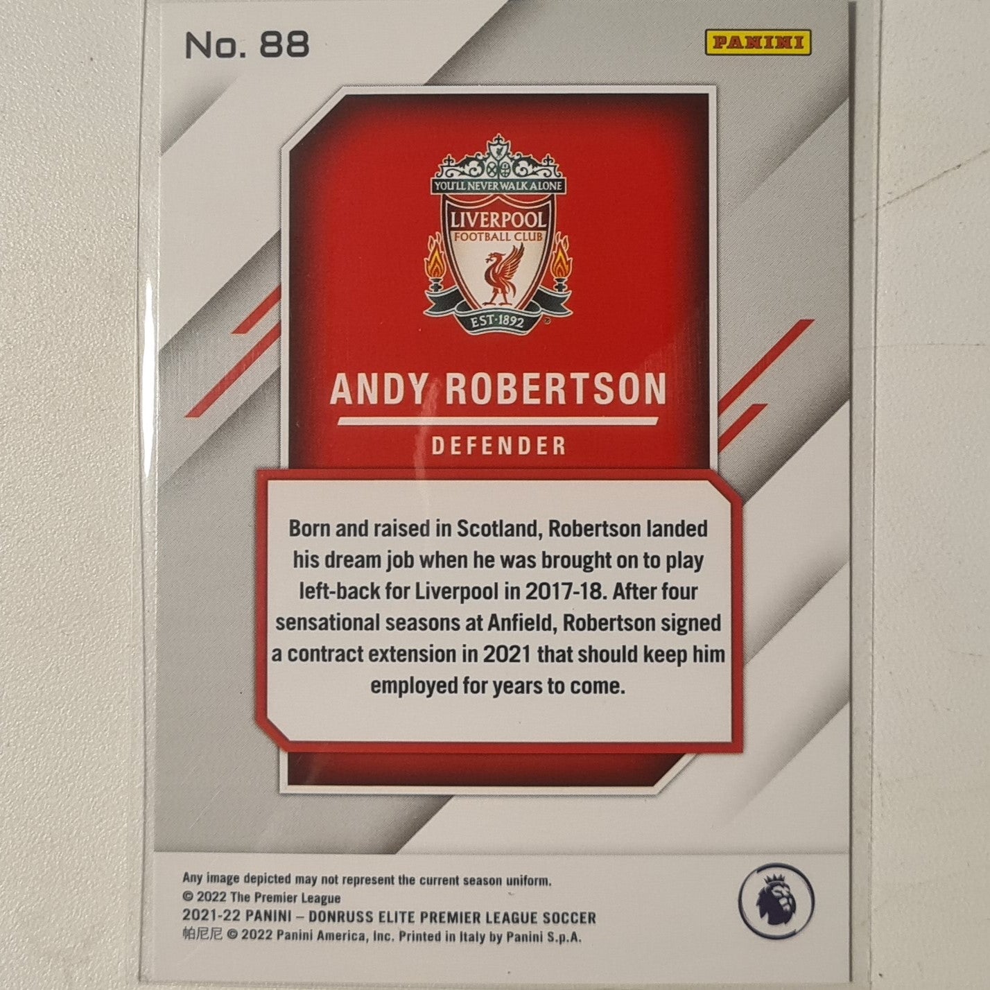 Andy Robertson 2021-22 Panini Donruss Elite Premier League Fireworks #88 Soccer Football Liverpool excellent/mint Sleeved
