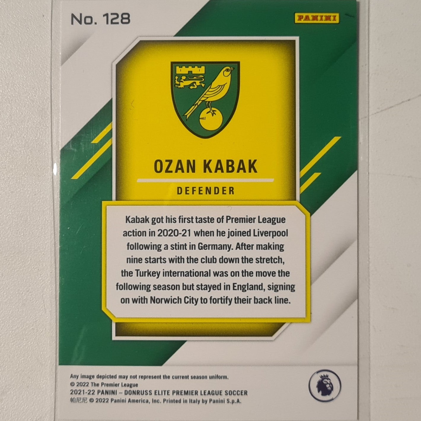 Ozan Kabak 2021-22 Panini Donruss Elite Premier League Fireworks #128 Soccer Football Norwich excellent/mint Sleeved