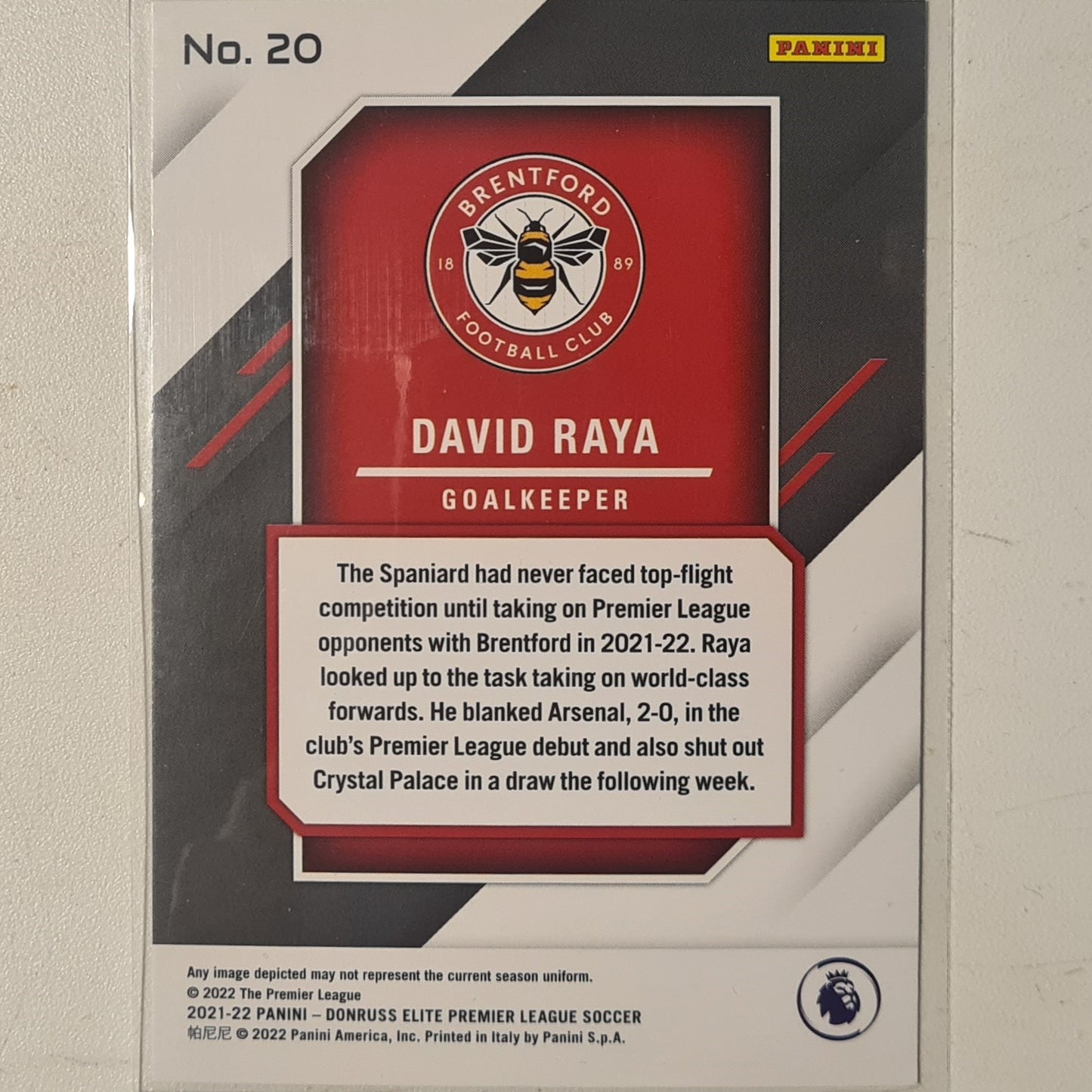 David Raya 2021-22 Panini Donruss Elite Premier League Fireworks Rookie RC #20 Soccer Football Brentford ex-mint