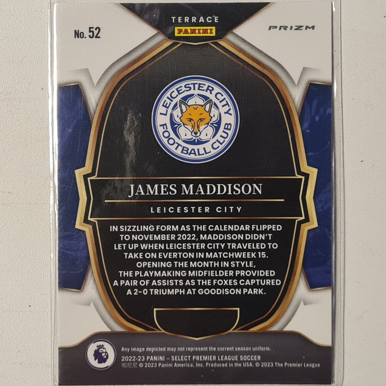 James Maddison 2022-23 Panini Select premier league soccer prizm #52 Football Leicester city Ex-Mint Sleeved