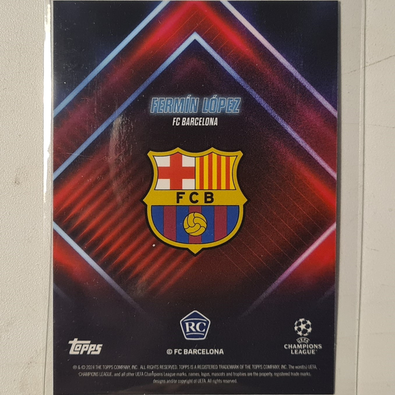 Fermin Lopez 2024 Topps show time champions league Rookie RC Football Barcelona Ex-Mint Sleeved