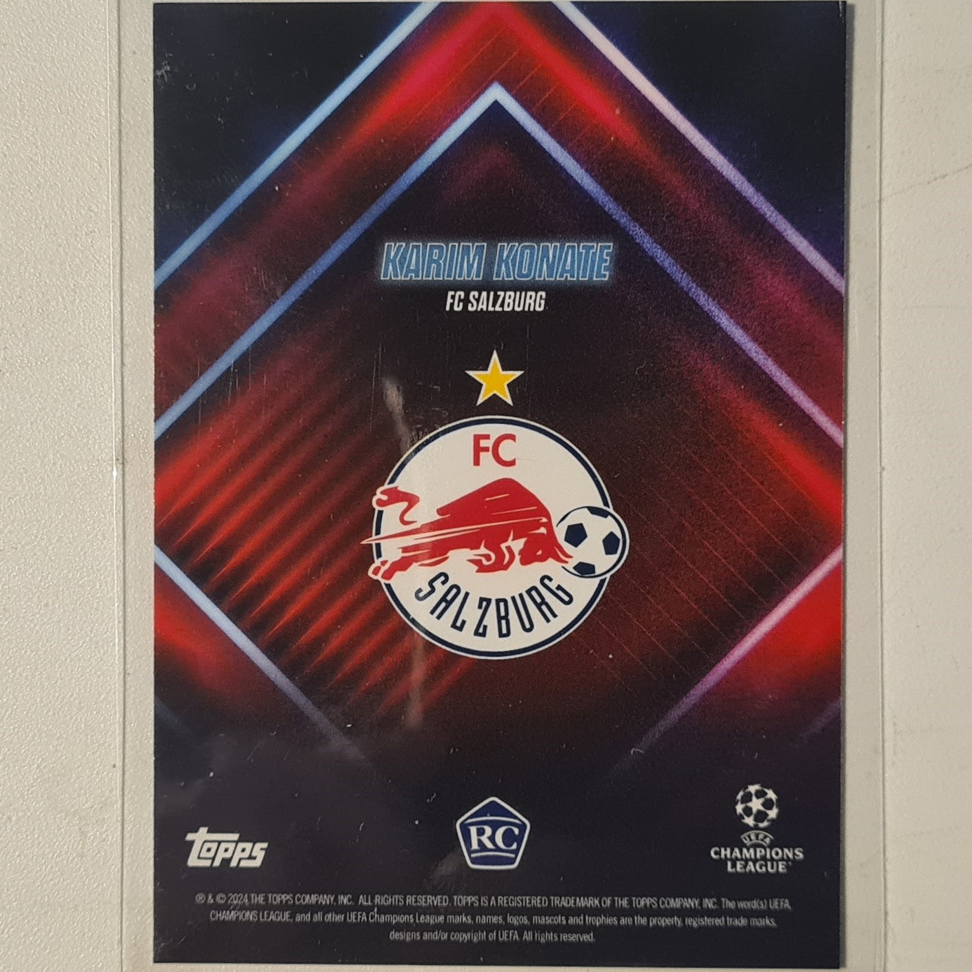 Karim Konate 2024 Topps show time champions league Rookie RC Football Salzburg Ex-Mint Sleeved
