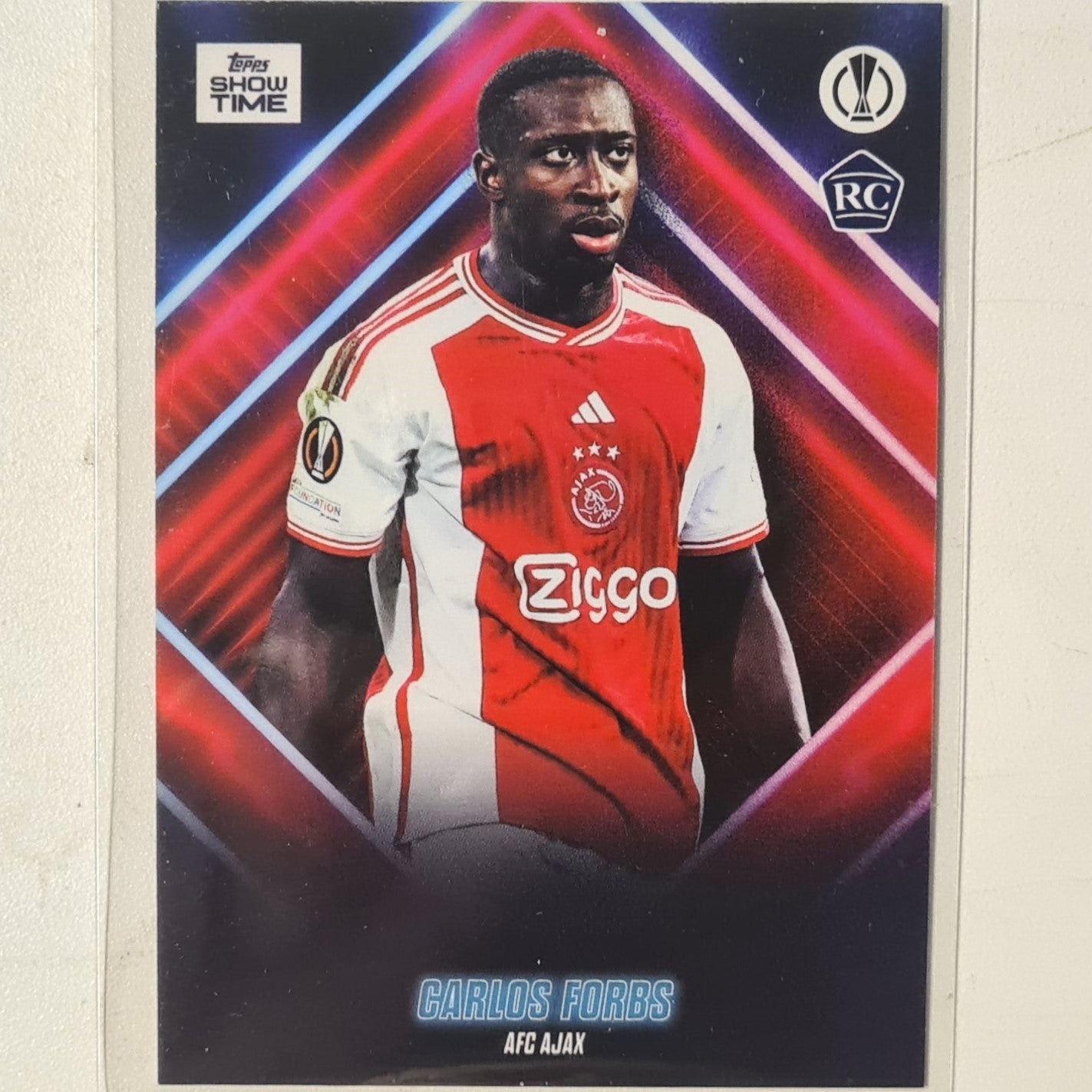 Carlos Forbs 2024 Topps show time champions league Rookie RC Football Ajax Ex-Mint Sleeved