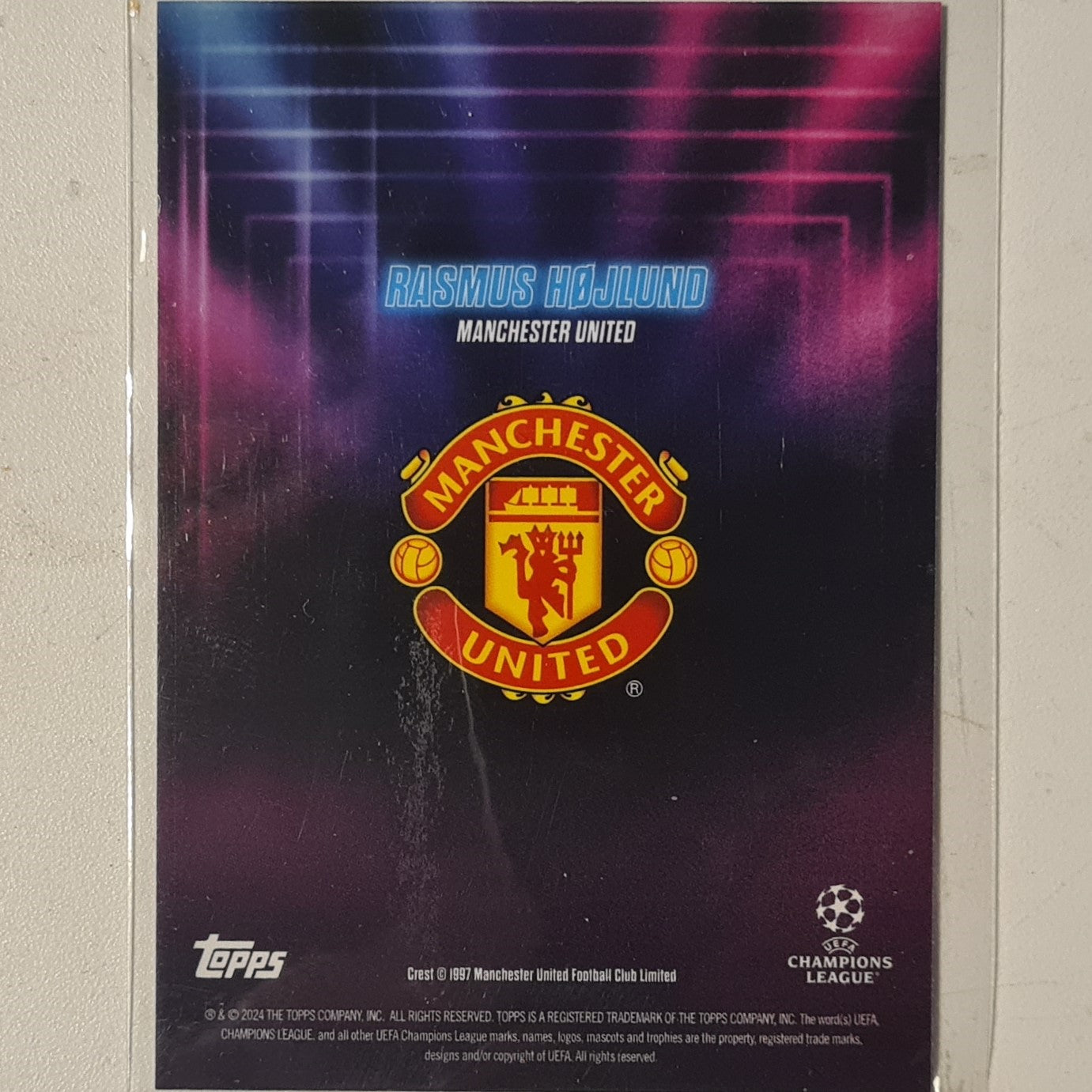 Rasmus Hojlund 2024 Topps show time champions league Football Manchester United Ex-Mint Sleeved