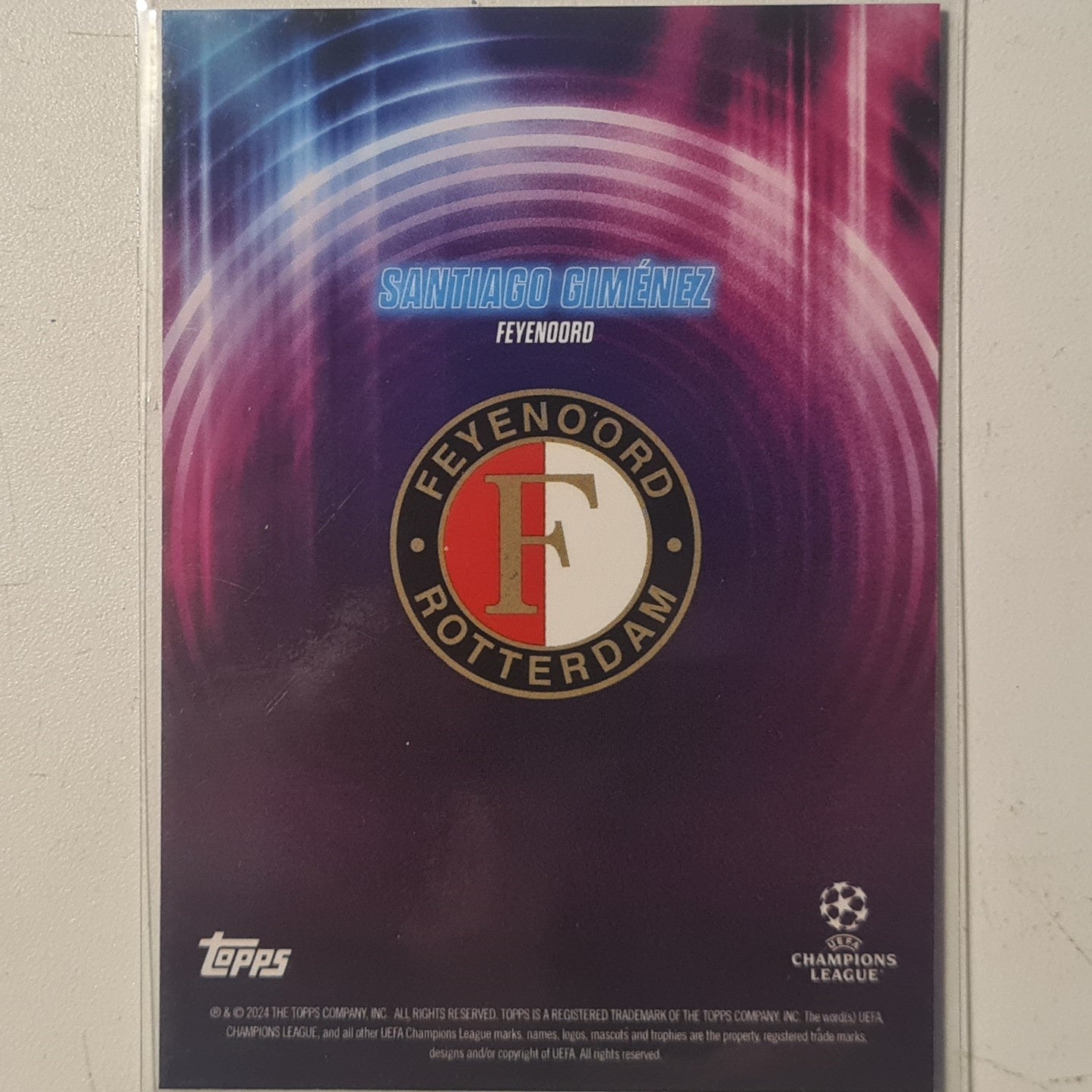Santiago Gimenez 2024 Topps show time Champions league Football Feyenoord Ex-Mint Sleeved