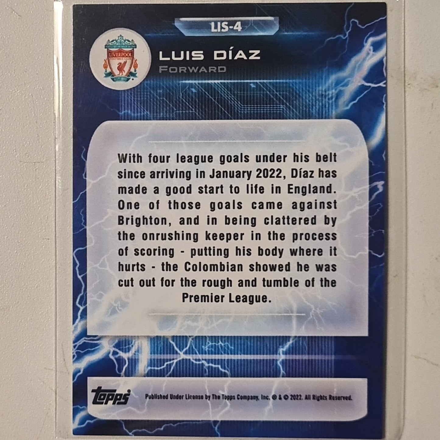 Luis Diaz 2022 Topps Liverpool Fan set LIS-4 Football Liverpool ex-mint cased