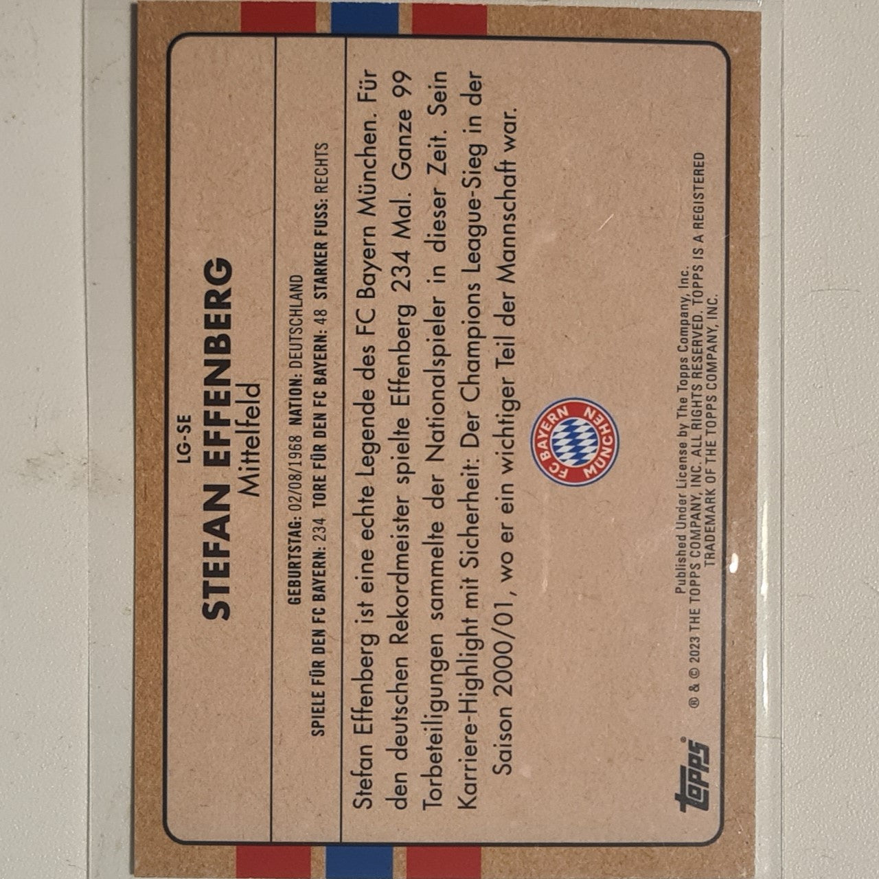Stefan Effenberg Topps 2023 Bayern Munich German issue set refractor LG-SE football mint sleeved