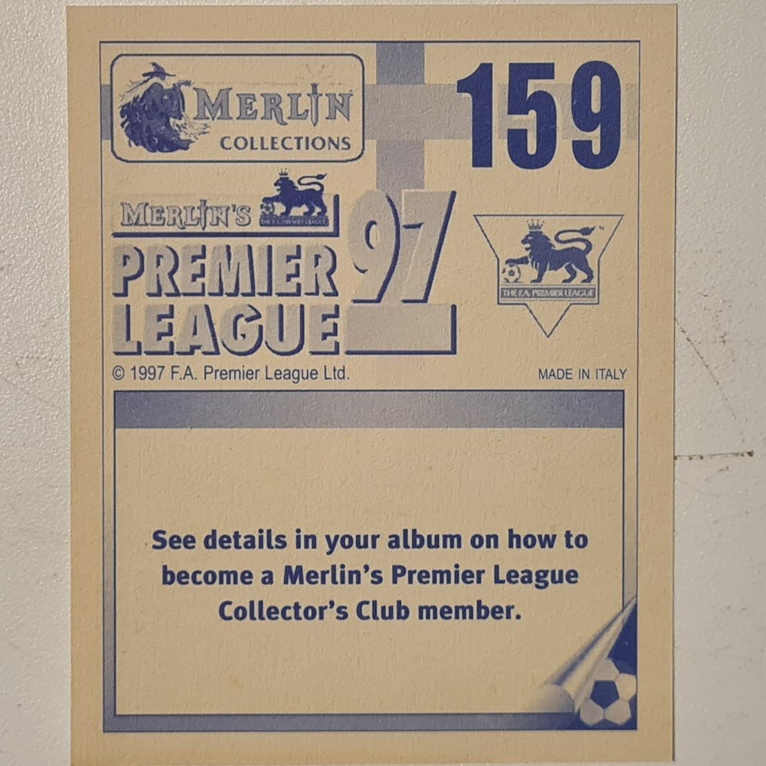 Steve Claridge 1997 Merlin 97 sticker #227 Football Leicester City very good sleeved
