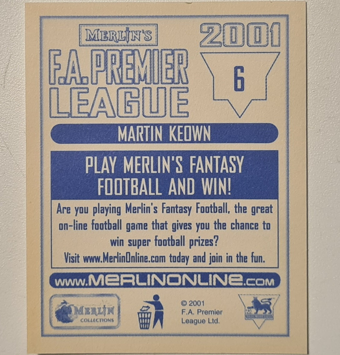 Martin Keown 2001 Merlin FA Premier League sticker #6 Football Arsenal very good