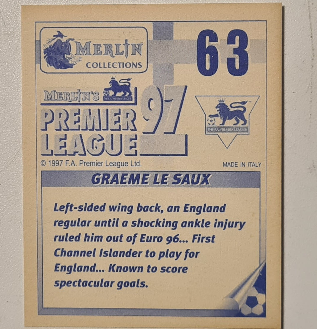 Graeme Le Saux 1997 Merlin Premier league 97 sticker #63 Football Blackburn Rovers Very good