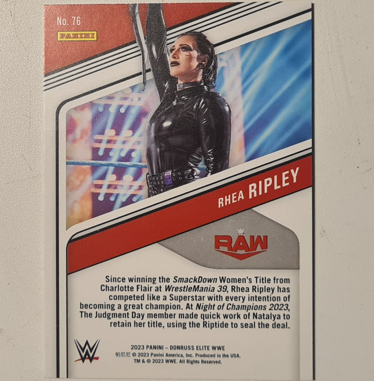 Rhea Ripley 2023 Panini Donruss Elite #76 WWE Wrestling ex-mint sleeved