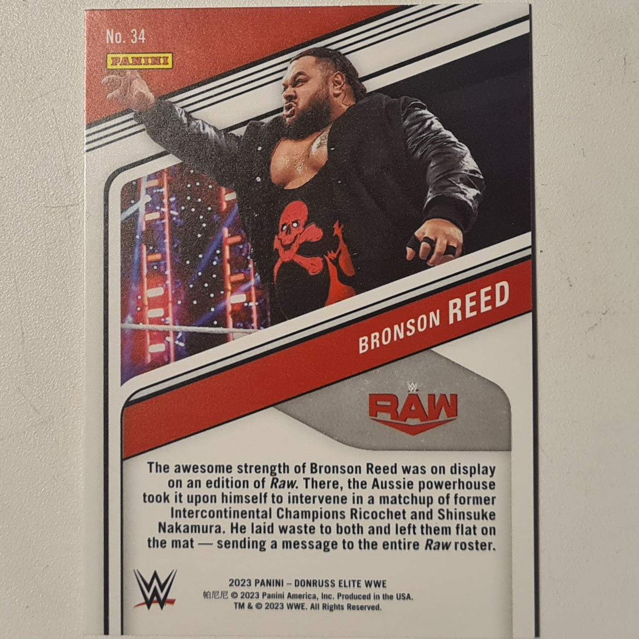 Bronson Reed 2023 Panini Donruss Elite #34 WWE Wrestling ex-mint sleeved