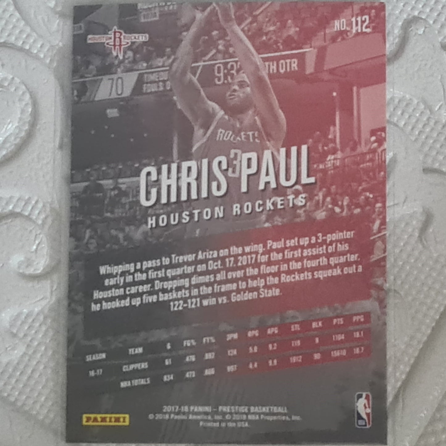 Chris Paul 2017-18 Panini Prestige #112 NBA Basketball Houston Rockets Excellent sleeved