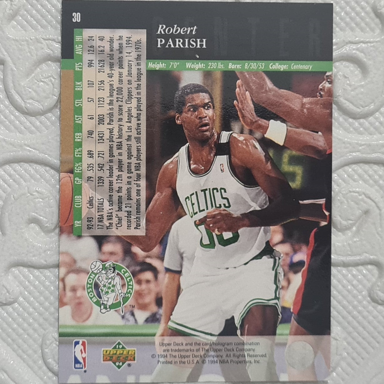 Robert Parish 1994 Upper-Deck #30 NBA Basketball Boston Celtics Excellent+ sleeved