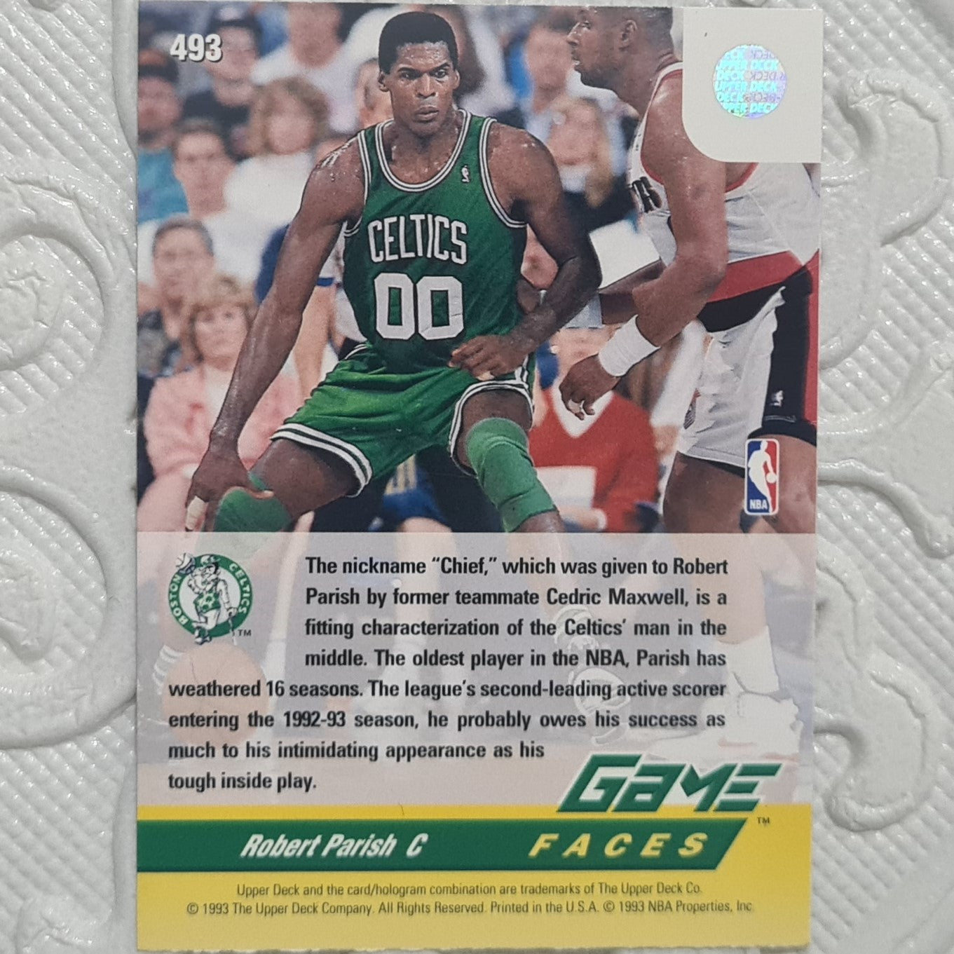 Robert Parish 1993 Upper-Deck Game Faces #493 NBA Basketball Boston Celtics Excellent sleeved