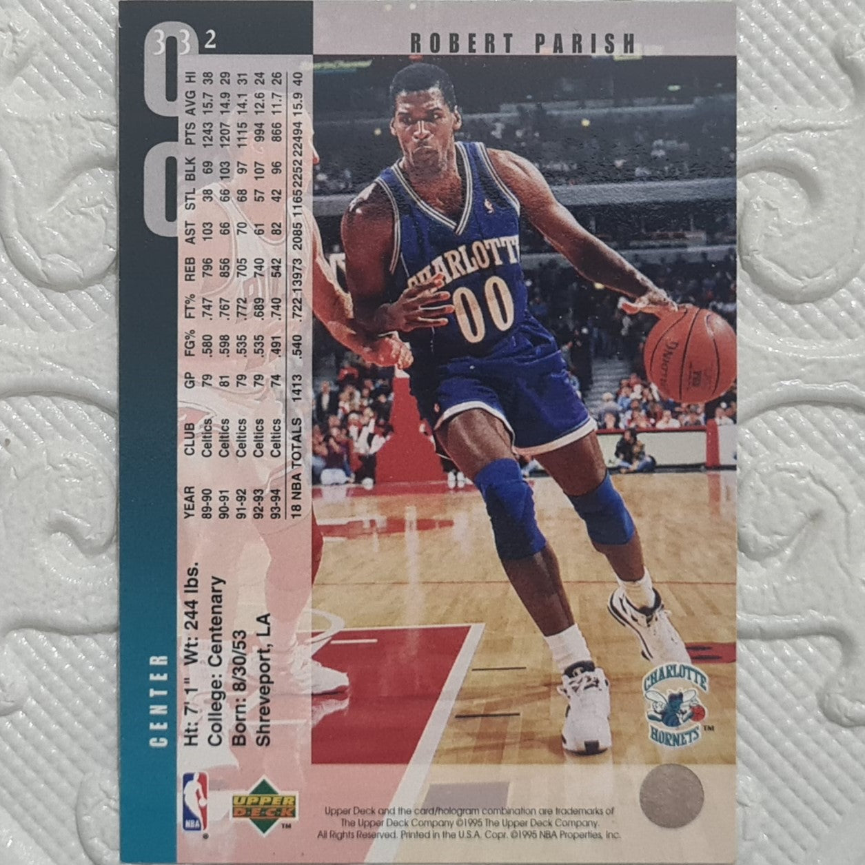 Robert Parish 1995 Upper-Deck #332 NBA Basketball Charlotte Hornets Excellent sleeved