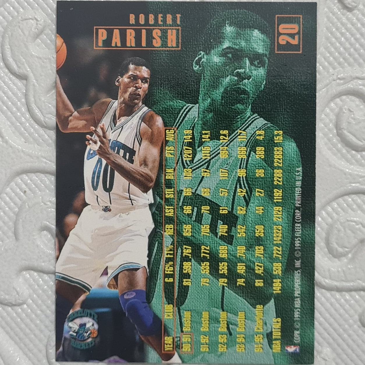 Robert Parish 1995 Fleer 95-96 #20 NBA Basketball Charlotte Hornets Excellent sleeved