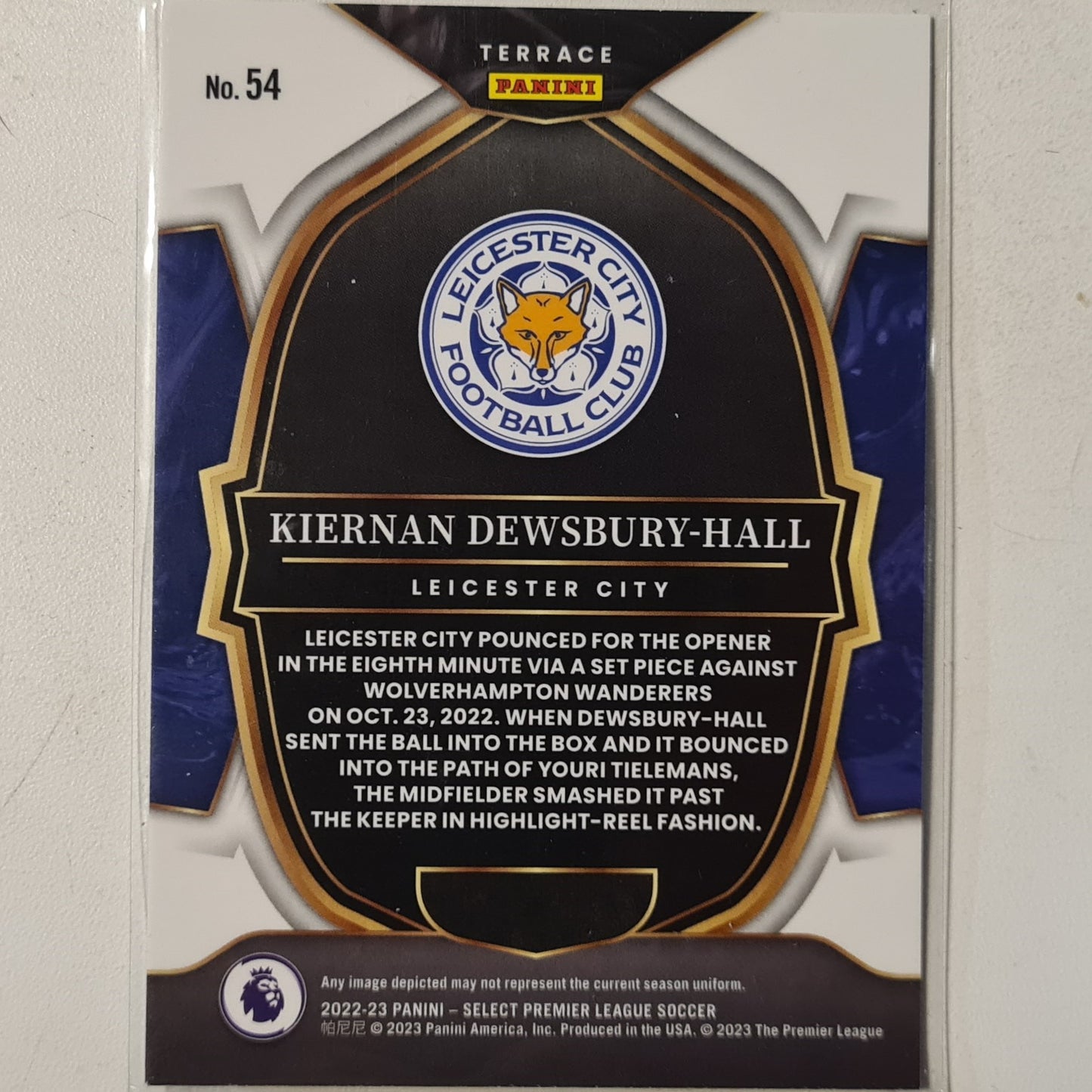 Kiernan Dewsbury Hall 2022-23 Panini Select premier league soccer #54 football Leicester city mint sleeved