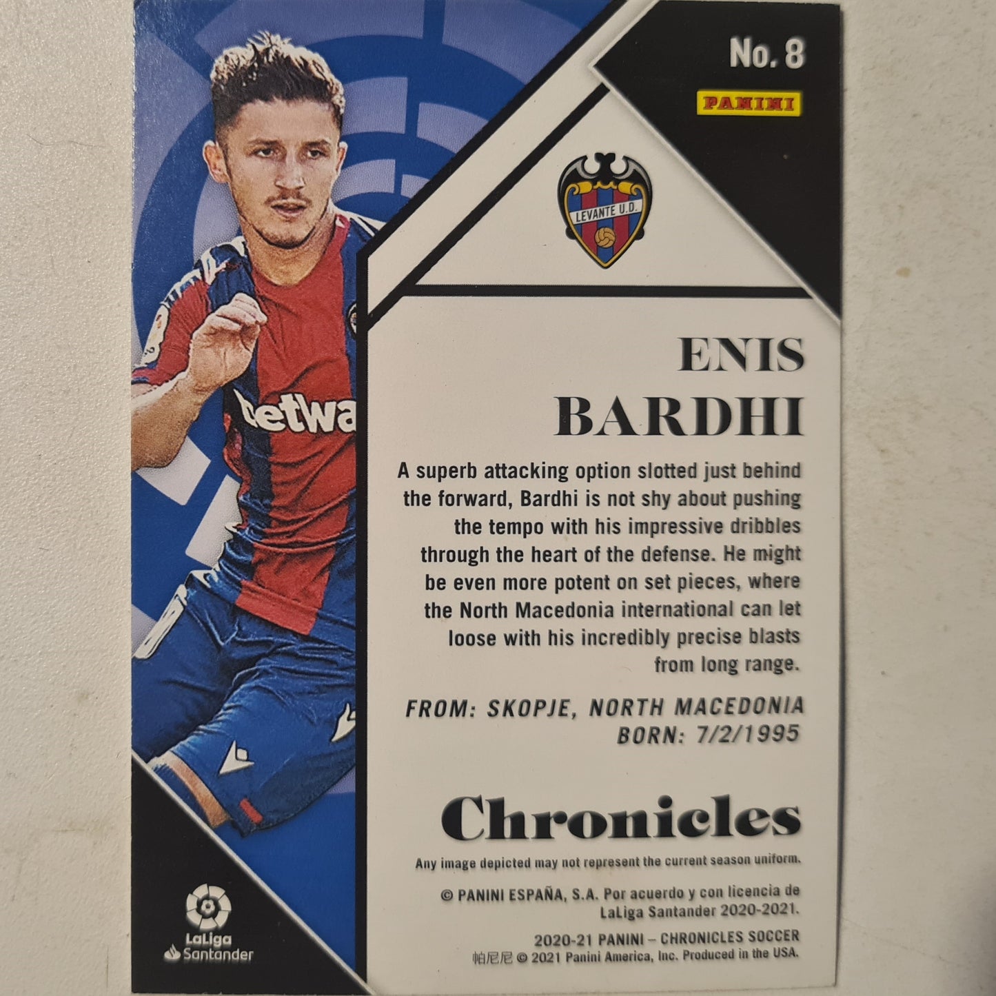 Enis Bardhi 2020-21 Panini Chronicles Soccer la liga #8 football Levante ex-mint sleeved