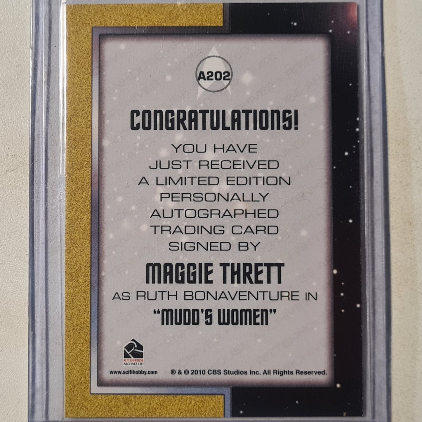 Star Trek Autograph Series 2010 Rittenhouse Maggie Thrett as Ruth Bonaventure Autograph A202 mint sleeved