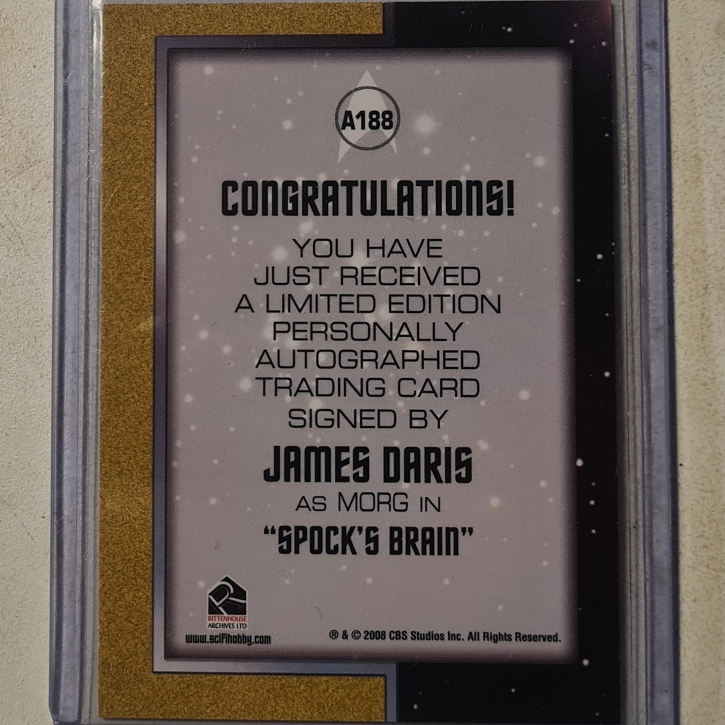 Star Trek Autograph Series 2008 Rittenhouse James Daris as Morg Autograph A188 mint sleeved